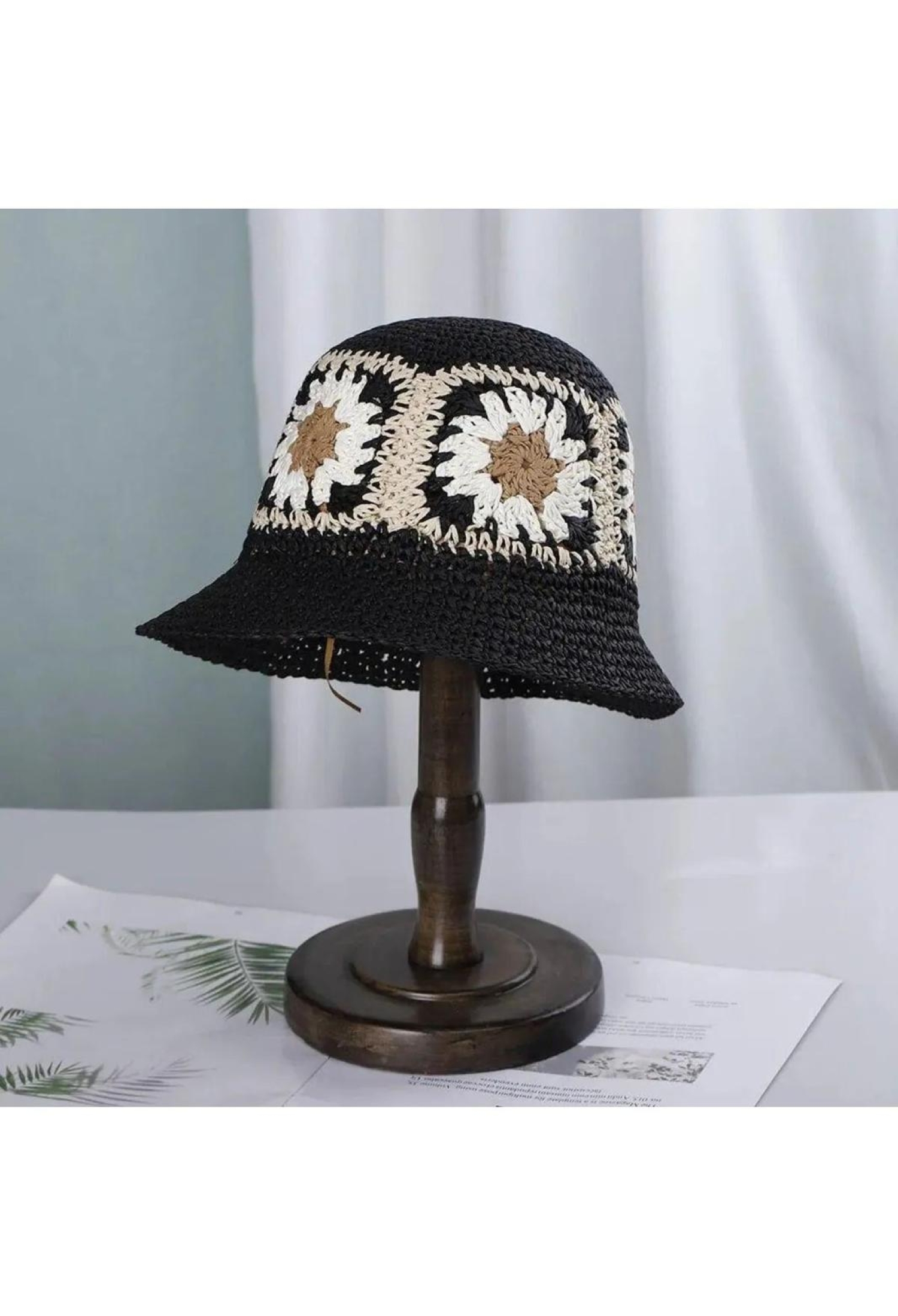 Black Boho Hat - Floral Vintage Ethnic Style - Brand: Axesoire - Women & Kids, Baby Clothes Wholesale - TheBS Women