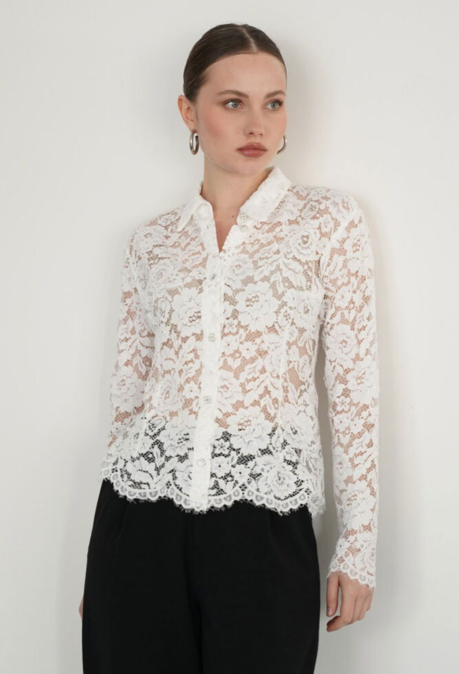 White Floral Slim Fit Buttoned Shirt - Brand: Topshow - Women & Kids, Baby Clothes Wholesale - TheBS Women