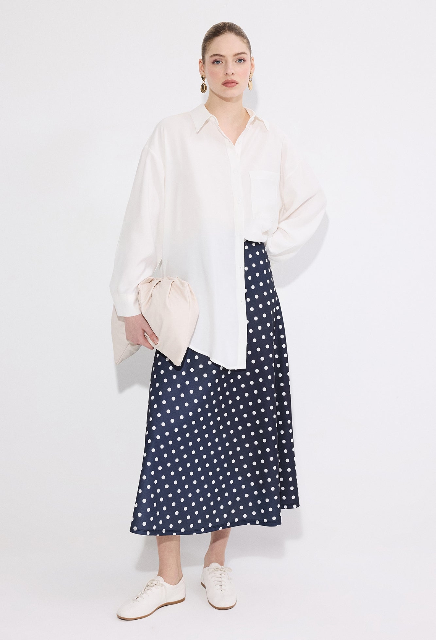 Flared Polka Dot Midi Skirt - Brand: Touche Prive - Women & Kids, Baby Clothes Wholesale - TheBS Women