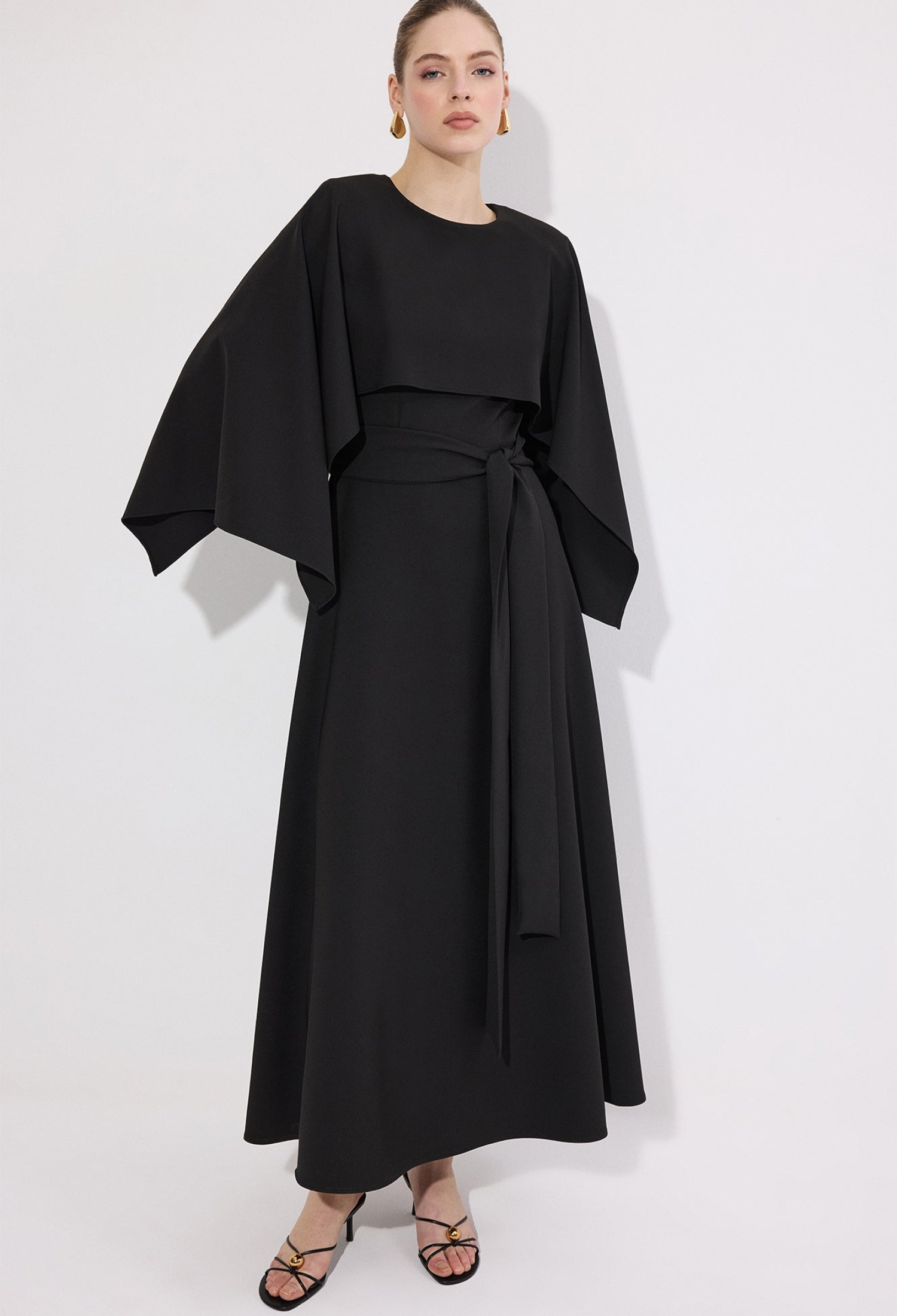 Elegant Black A-Line Floor Length Dress - Brand: Touche Prive - Women & Kids, Baby Clothes Wholesale - TheBS Women