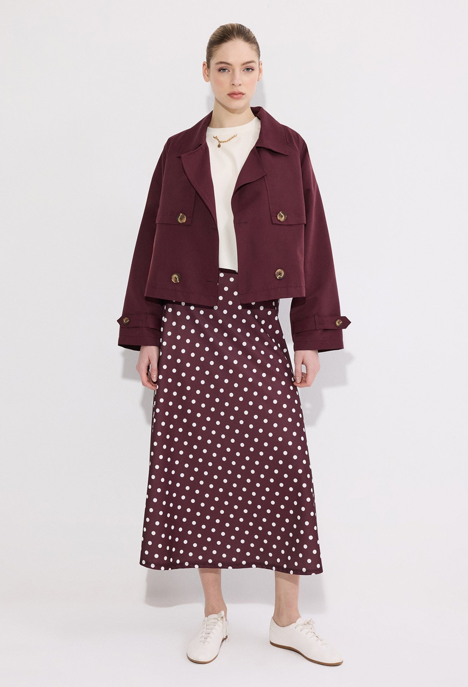 Polka Dot A-Line Midi Skirt High Waist - Brand: Touche Prive - Women & Kids, Baby Clothes Wholesale - TheBS Women