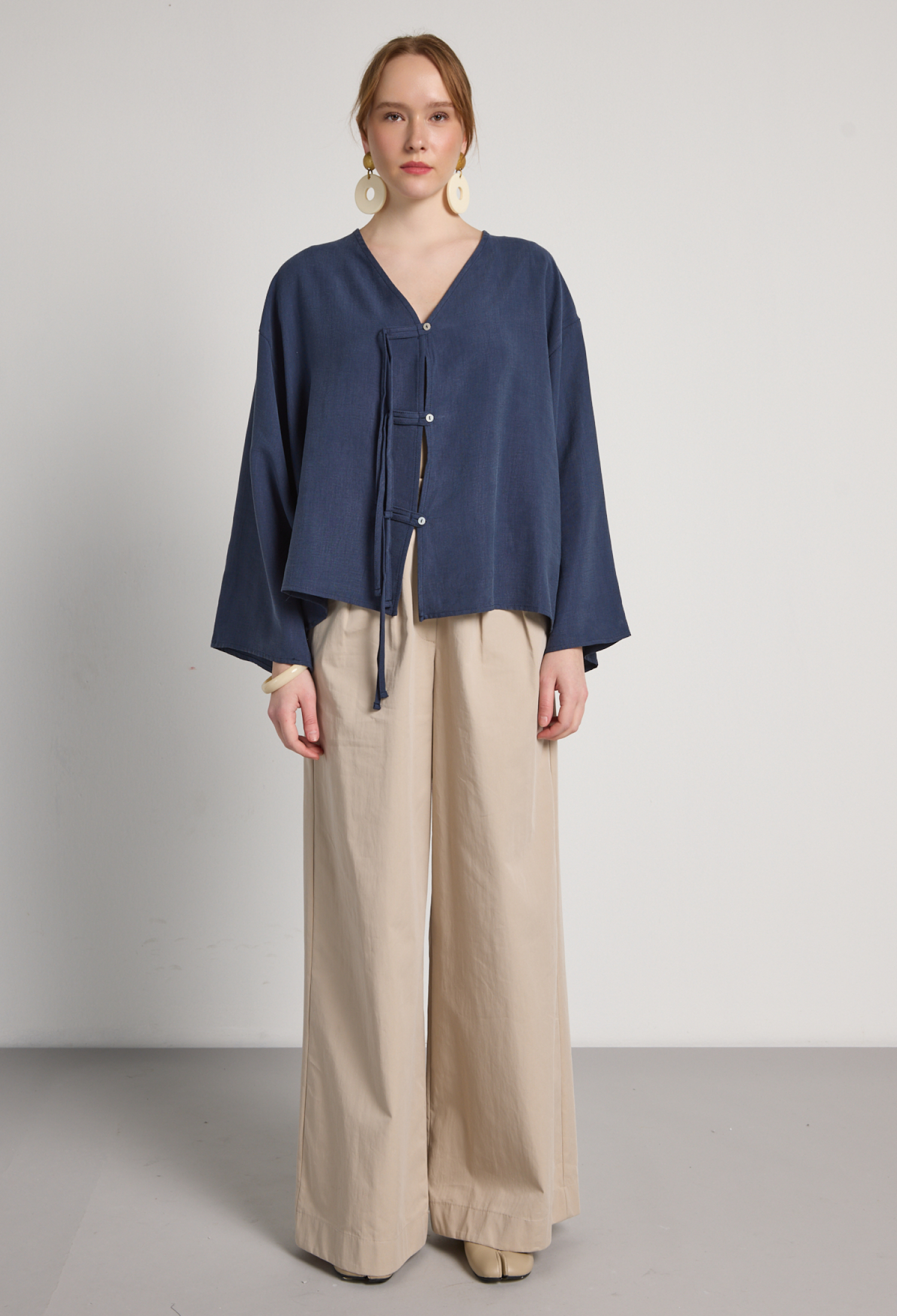 Navy Blue Wrapover Jacket With Oversized Fit - Brand: First Angels - Women & Kids, Baby Clothes Wholesale - TheBS Women