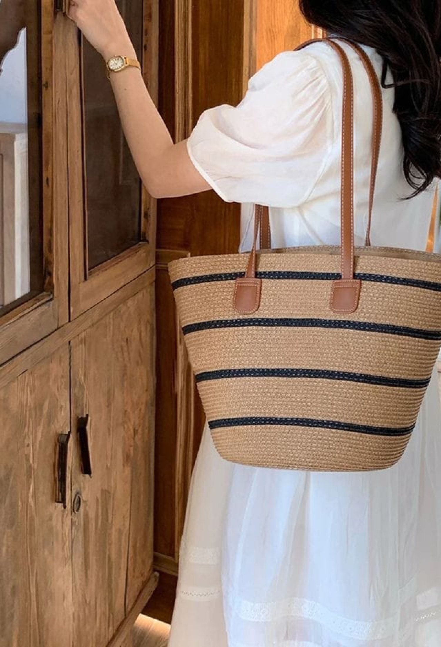Striped Camel Straw Bag - Brand: Axesoire - Women & Kids, Baby Clothes Wholesale - TheBS Women