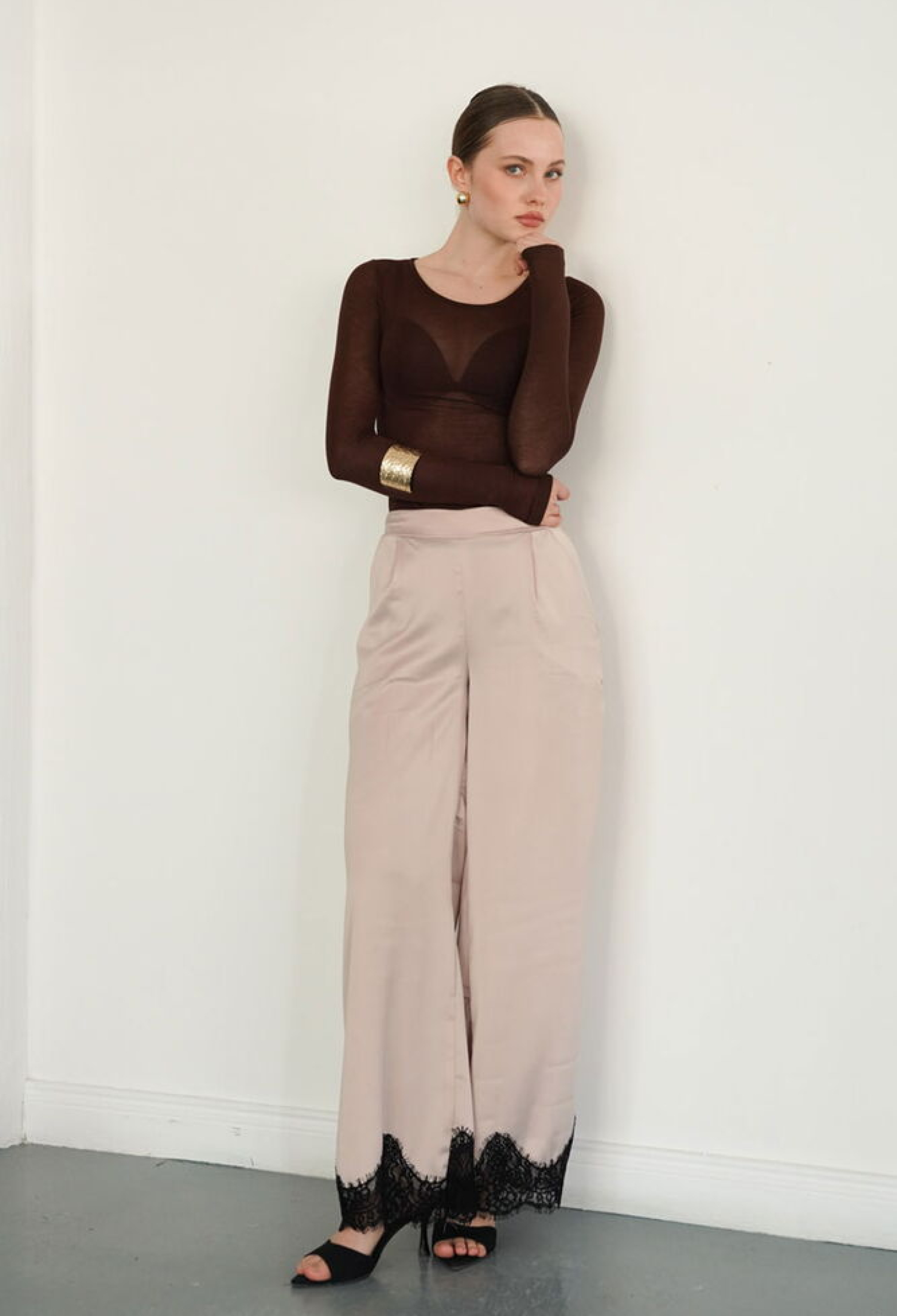 Beige Elegant Palazzo Pants With High Waist - Brand: Topshow - Women & Kids, Baby Clothes Wholesale - TheBS Women