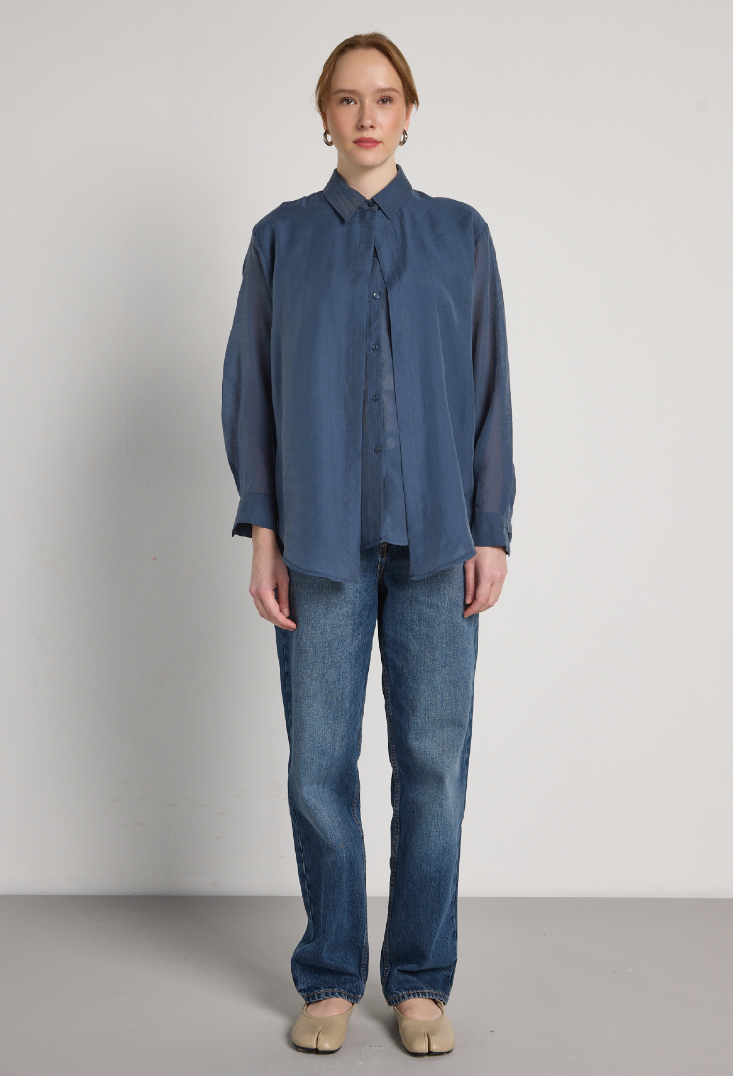 Navy Blue Oversized Polo Neck Shirt - Brand: First Angels - Women & Kids, Baby Clothes Wholesale - TheBS Women