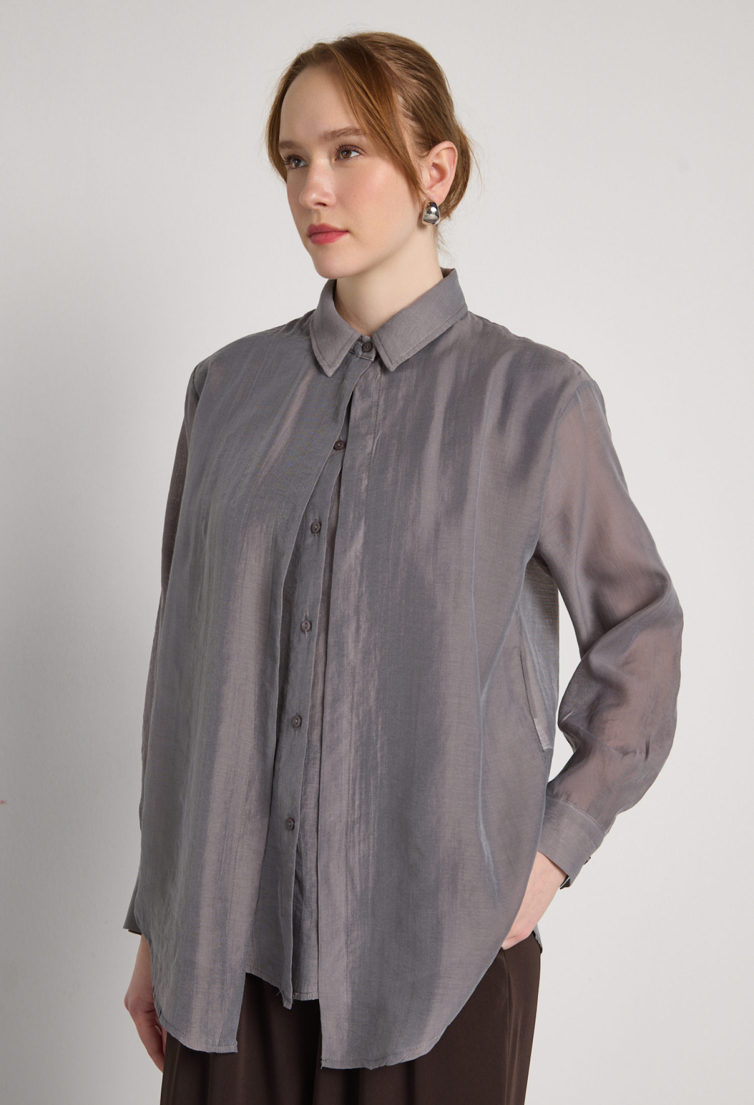 Grey Oversized Polo Neck Shirt - Brand: First Angels - Women & Kids, Baby Clothes Wholesale - TheBS Women