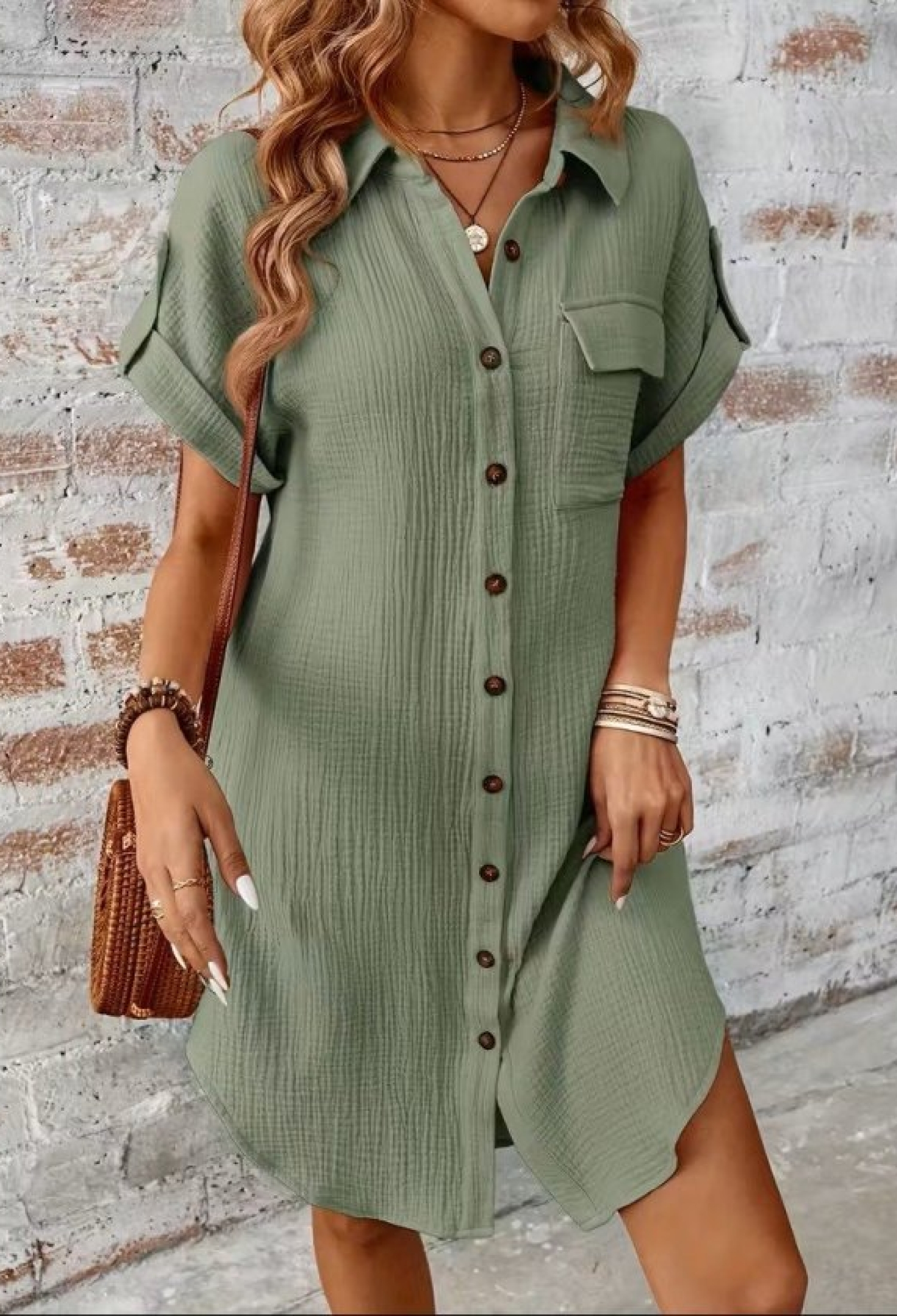 Casual Shirt Dress With Cap Sleeves - Brand: Janes - Women & Kids, Baby Clothes Wholesale - TheBS Women