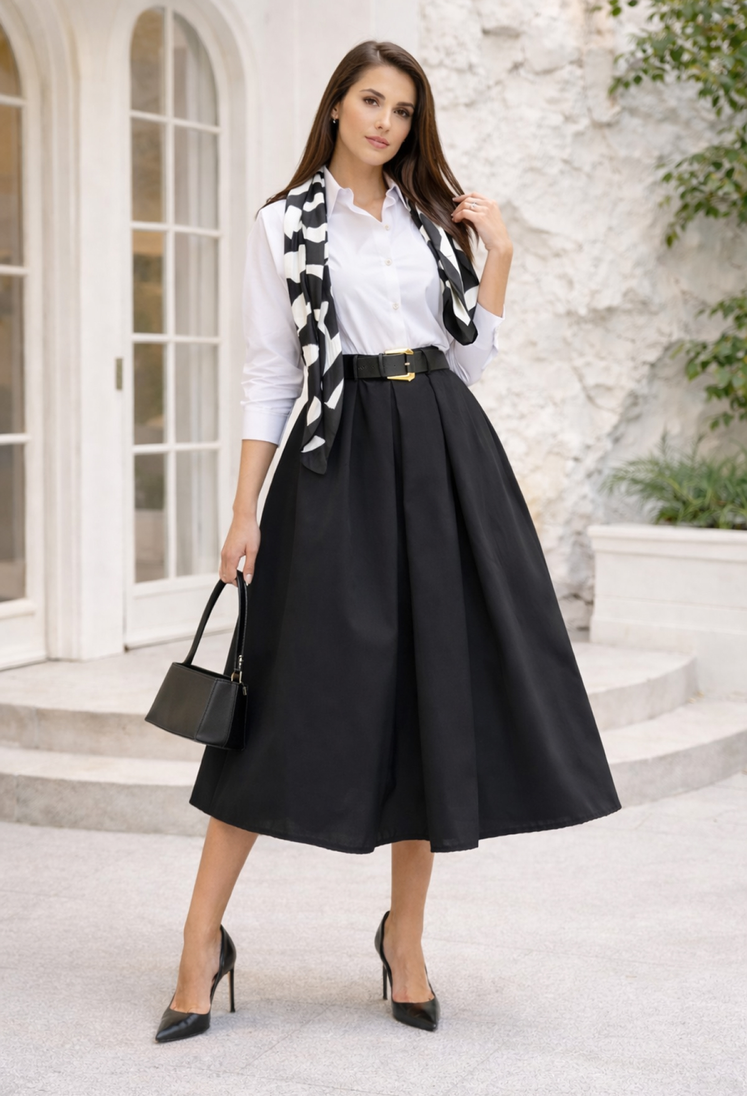 Elegant A-Line Midi Skirt High Waist - Brand: Mode Roy - Women & Kids, Baby Clothes Wholesale - TheBS Women