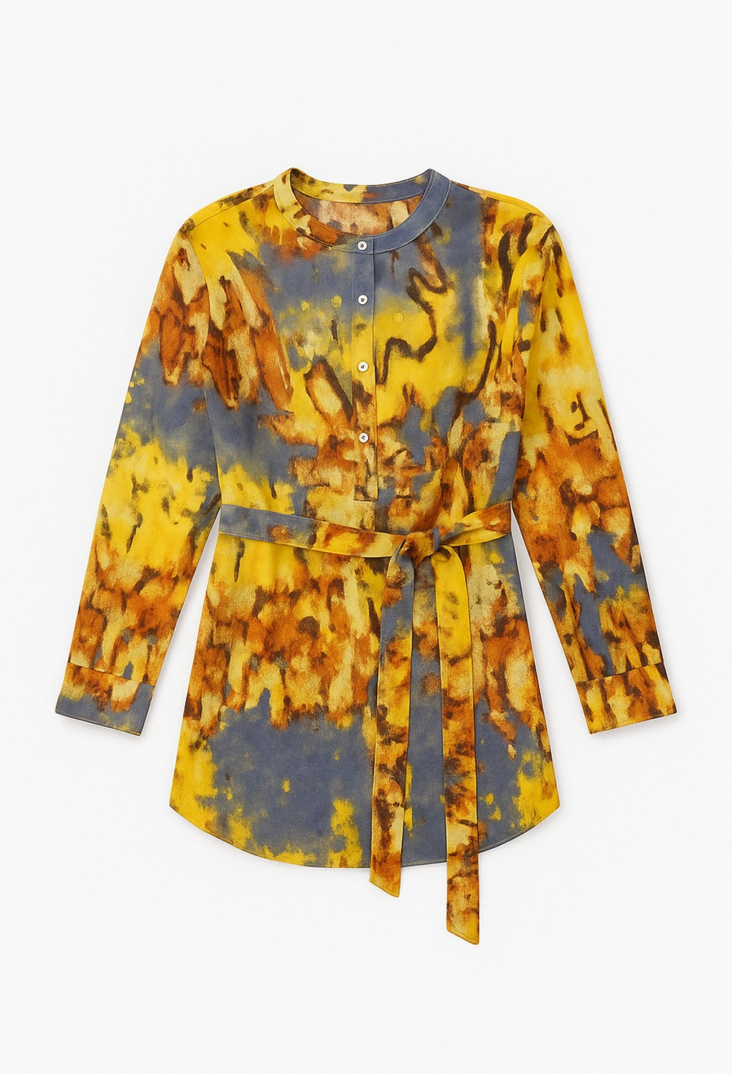 Yellow Brush Stroke Buttoned Long Sleeve Tunic - Brand: Touche Prive - Women & Kids, Baby Clothes Wholesale - TheBS Women