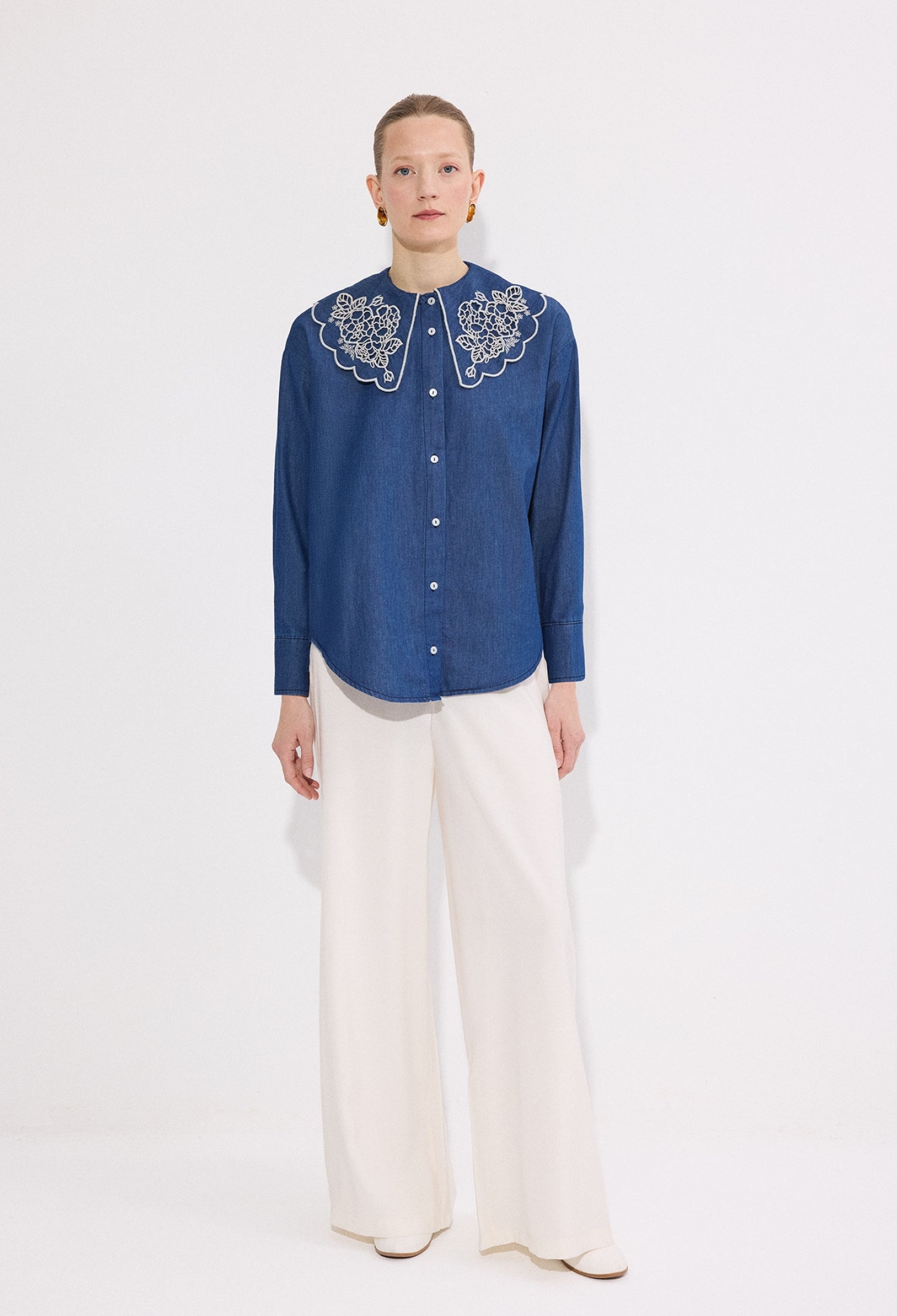 Blue Casual Elegant Preppy Shirt - Brand: Touche Prive - Women & Kids, Baby Clothes Wholesale - TheBS Women