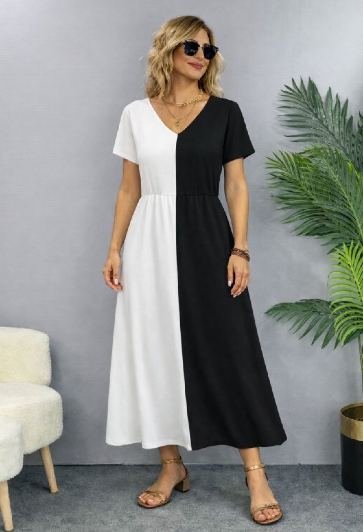 Black A-Line Dress With Color Block Design - Brand: Janes - Women & Kids, Baby Clothes Wholesale - TheBS Women