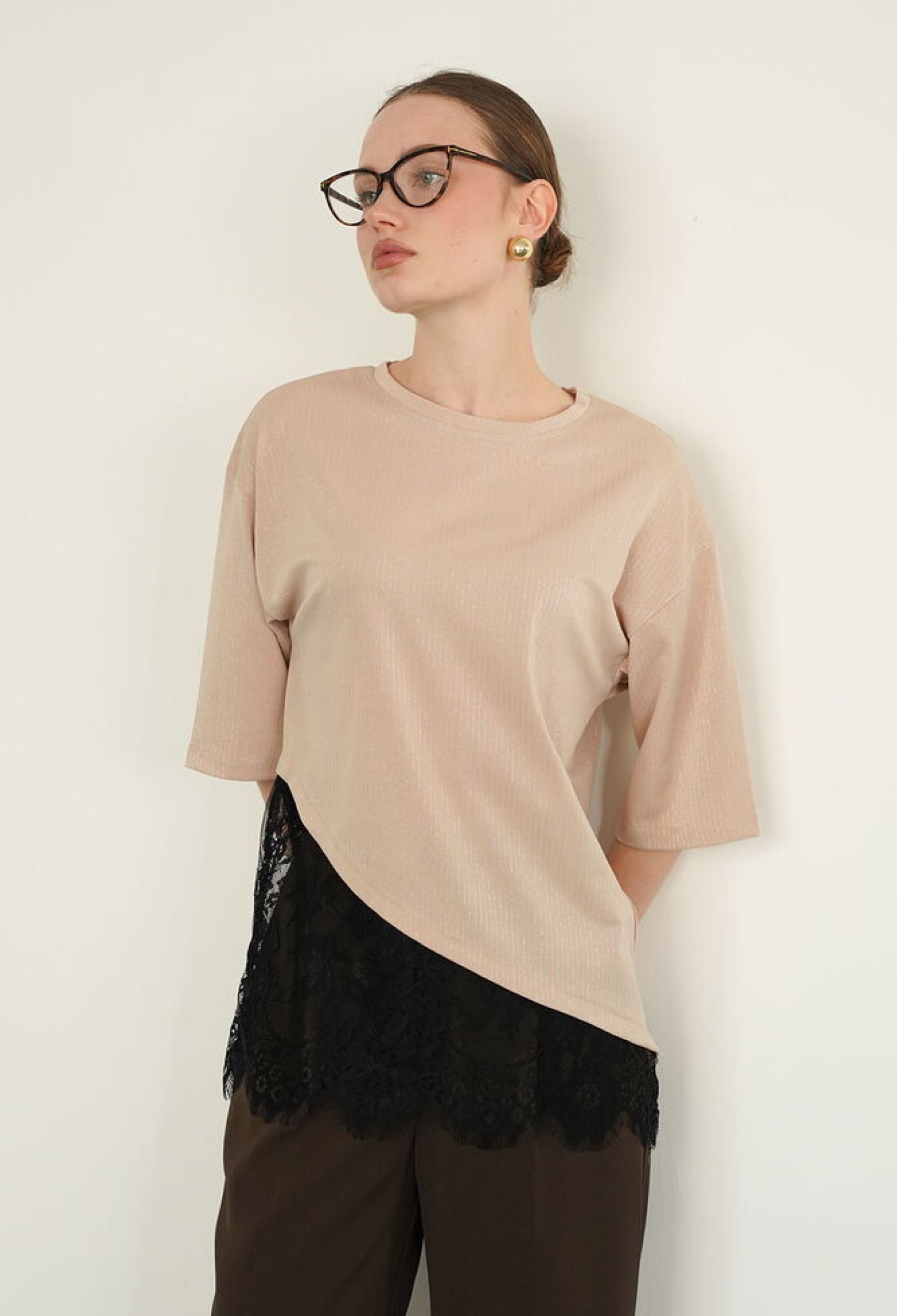 Beige Blouse Casual Elegant Modest Half Sleeve - Brand: Topshow - Women & Kids, Baby Clothes Wholesale - TheBS Women