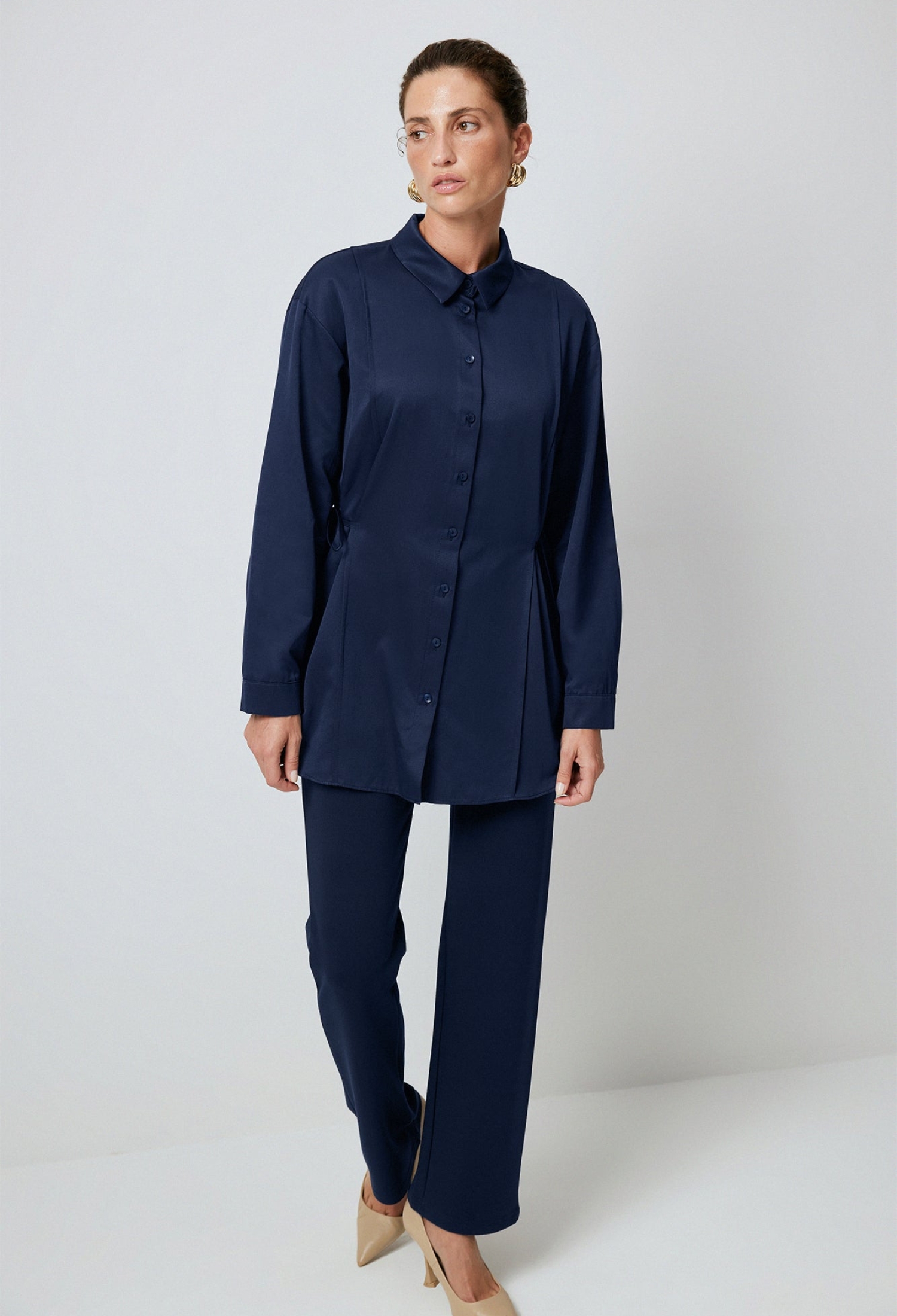 Navy Blue Modest Formal Shirt - Brand: Touche Prive - Women & Kids, Baby Clothes Wholesale - TheBS Women