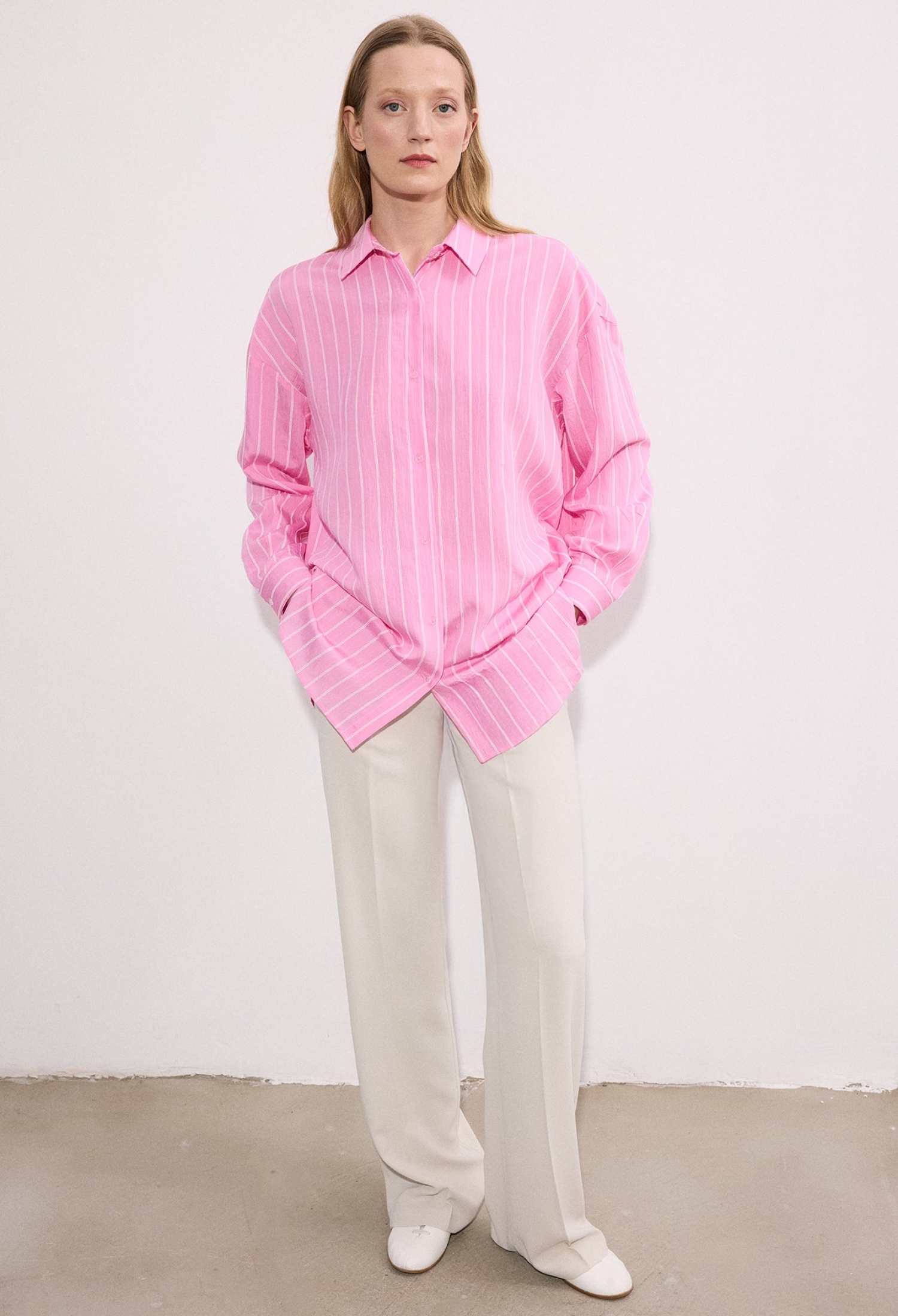 Oversized Striped Polo Neck Shirt - Brand: Touche Prive - Women & Kids, Baby Clothes Wholesale - TheBS Women