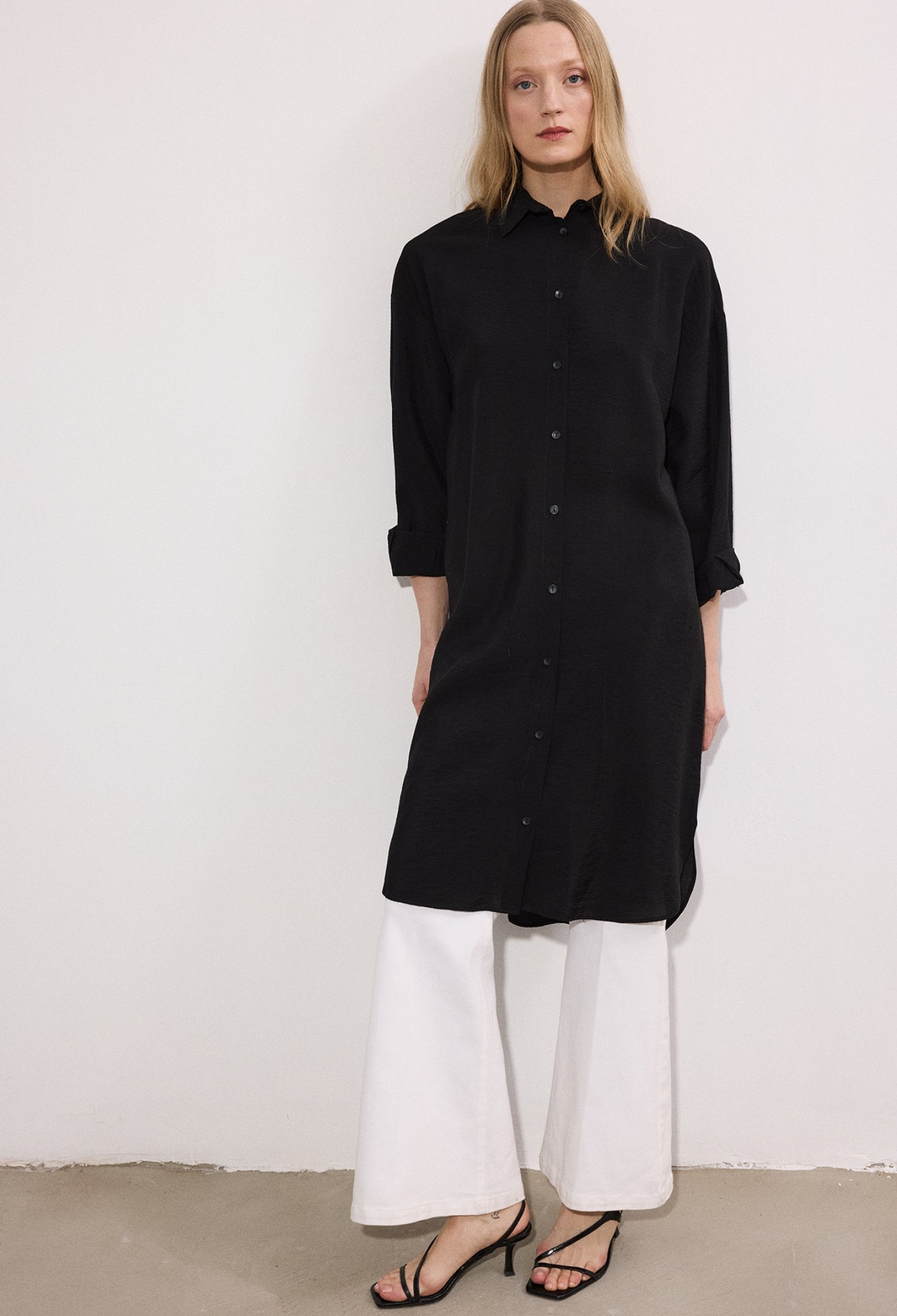 Oversized Polo Neck Long Shirt - Brand: Touche Prive - Women & Kids, Baby Clothes Wholesale - TheBS Women