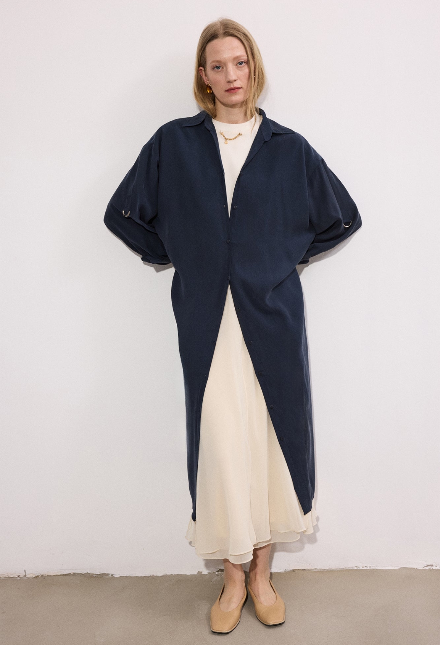 Elegant Shirt Dress With Notched Neck - Brand: Touche Prive - Women & Kids, Baby Clothes Wholesale - TheBS Women