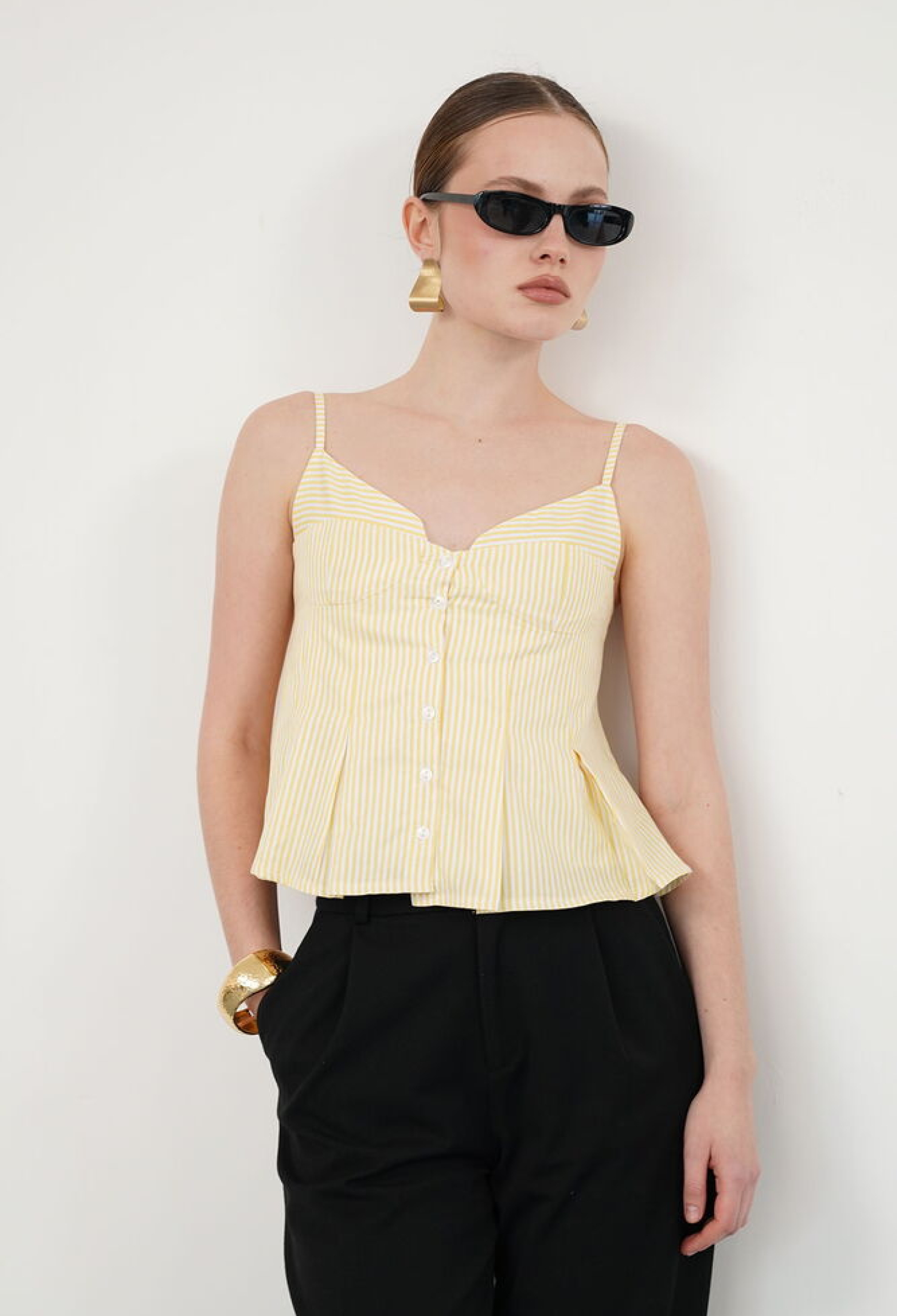 Striped Sleeveless Fitted Blouse - Brand: Topshow - Women & Kids, Baby Clothes Wholesale - TheBS Women