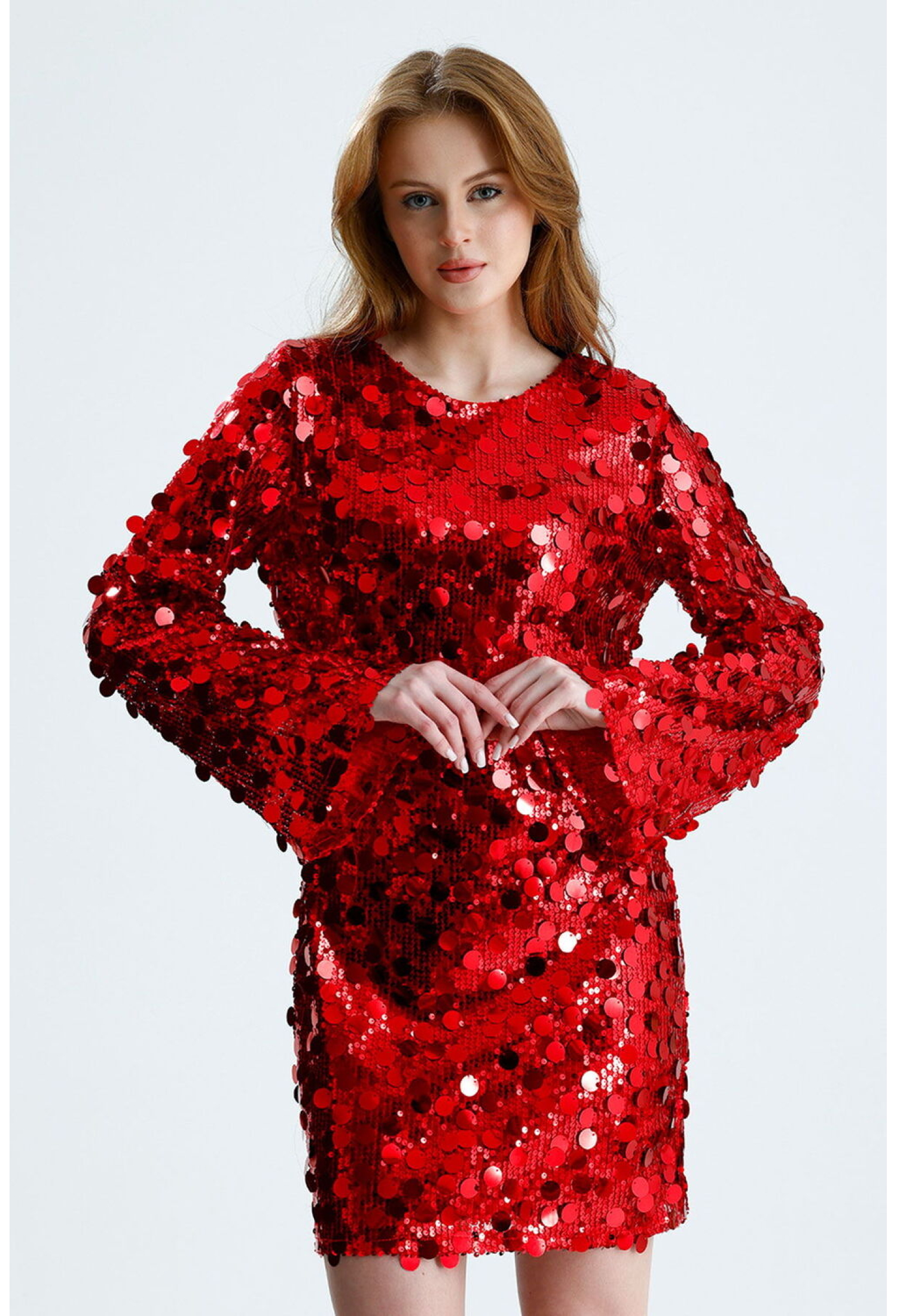 Glam Sequin Mini Dress With Bell Sleeves – Sheath - Brand: SENSE - Women & Kids, Baby Clothes Wholesale - TheBS Women