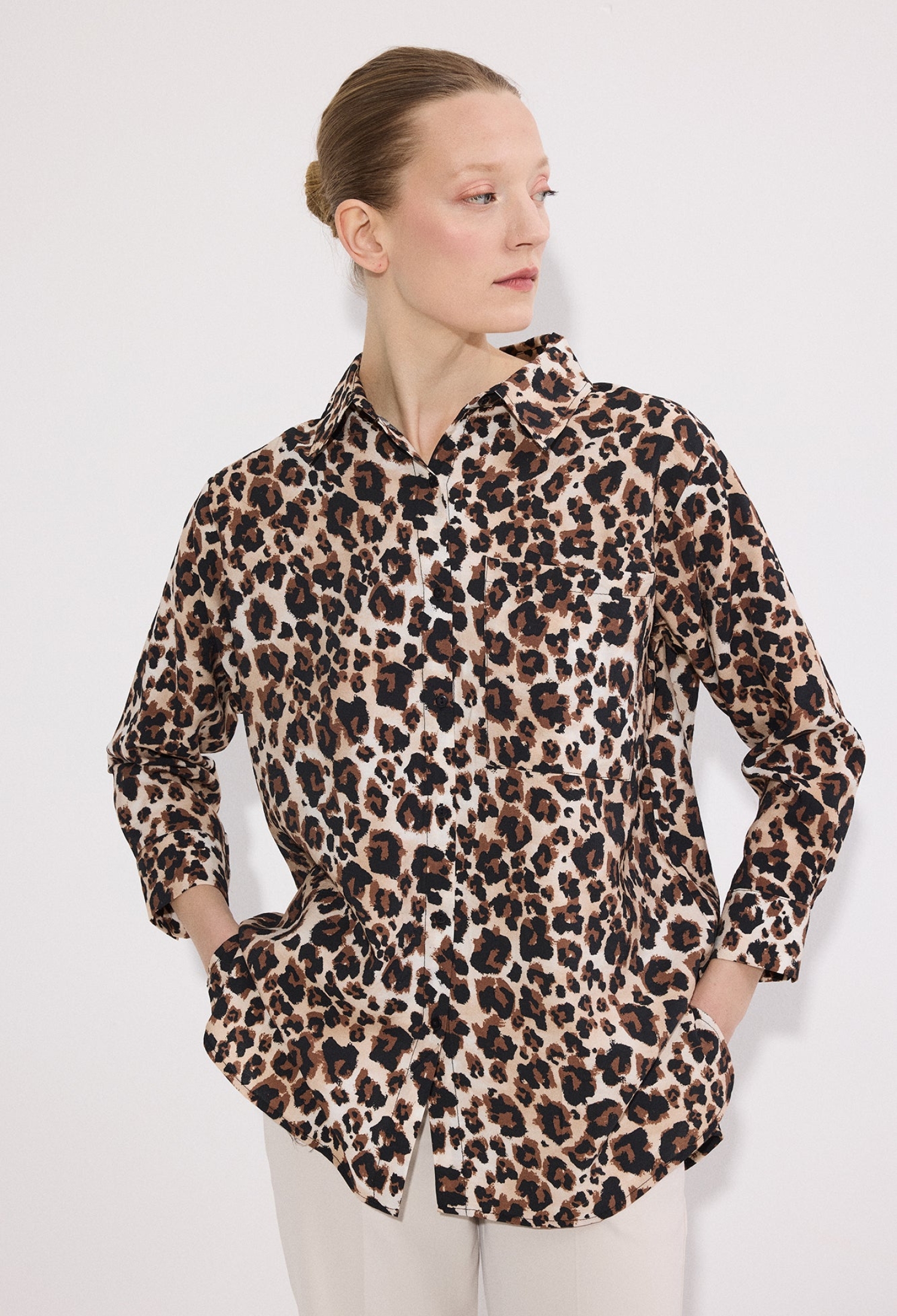Brown Casual Animal Print Shirt - Brand: Touche Prive - Women & Kids, Baby Clothes Wholesale - TheBS Women