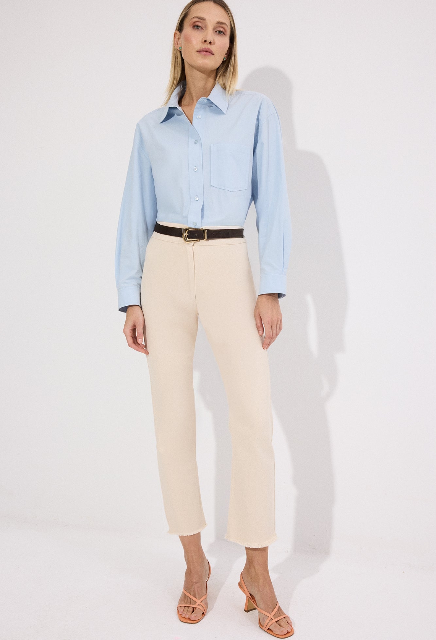 Beige Mom Cropped Pants With High Waist - Brand: Touche Prive - Women & Kids, Baby Clothes Wholesale - TheBS Women