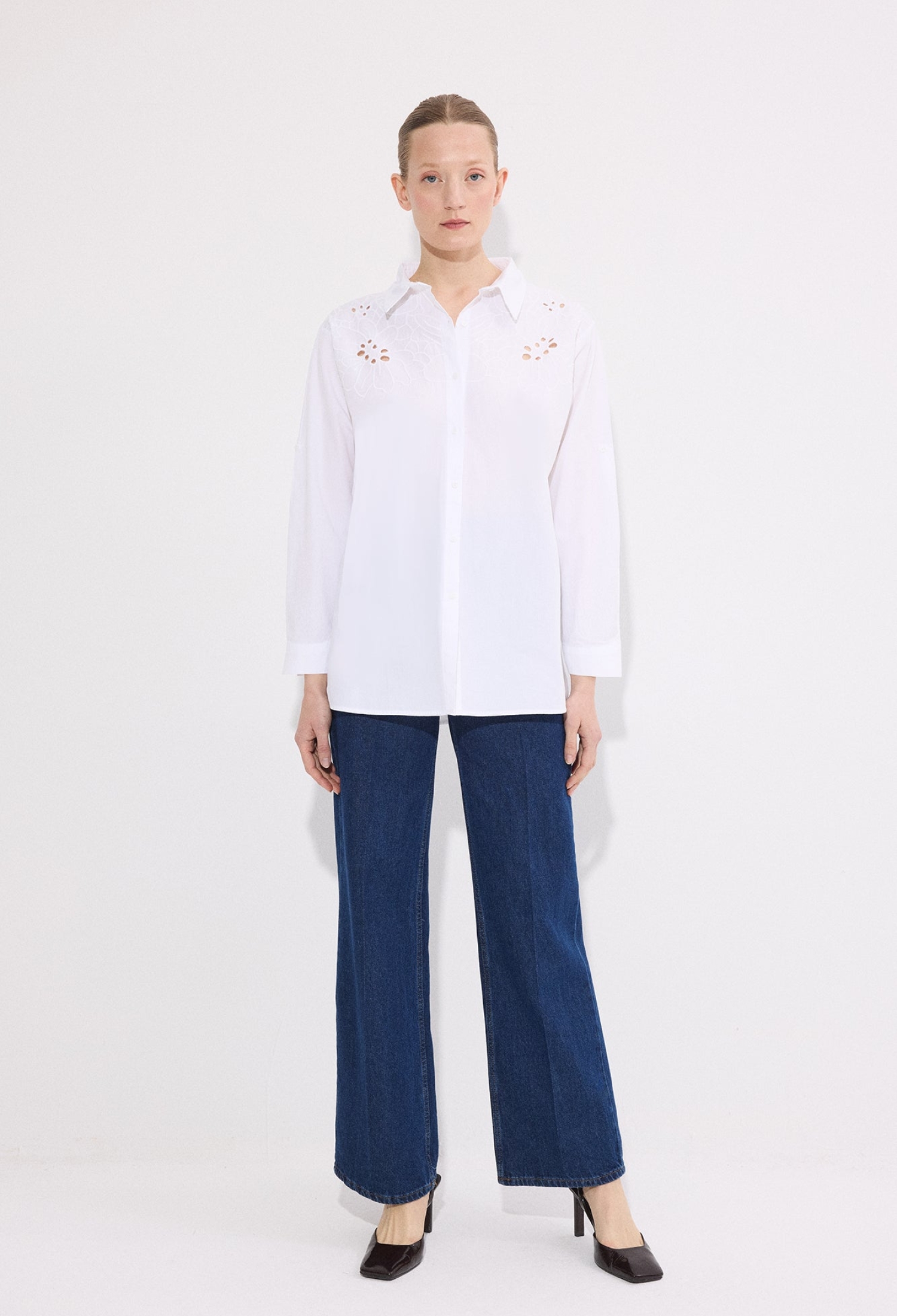 White Elegant Formal Casual Preppy Polo Neck Shirt - Brand: Touche Prive - Women & Kids, Baby Clothes Wholesale - TheBS Women