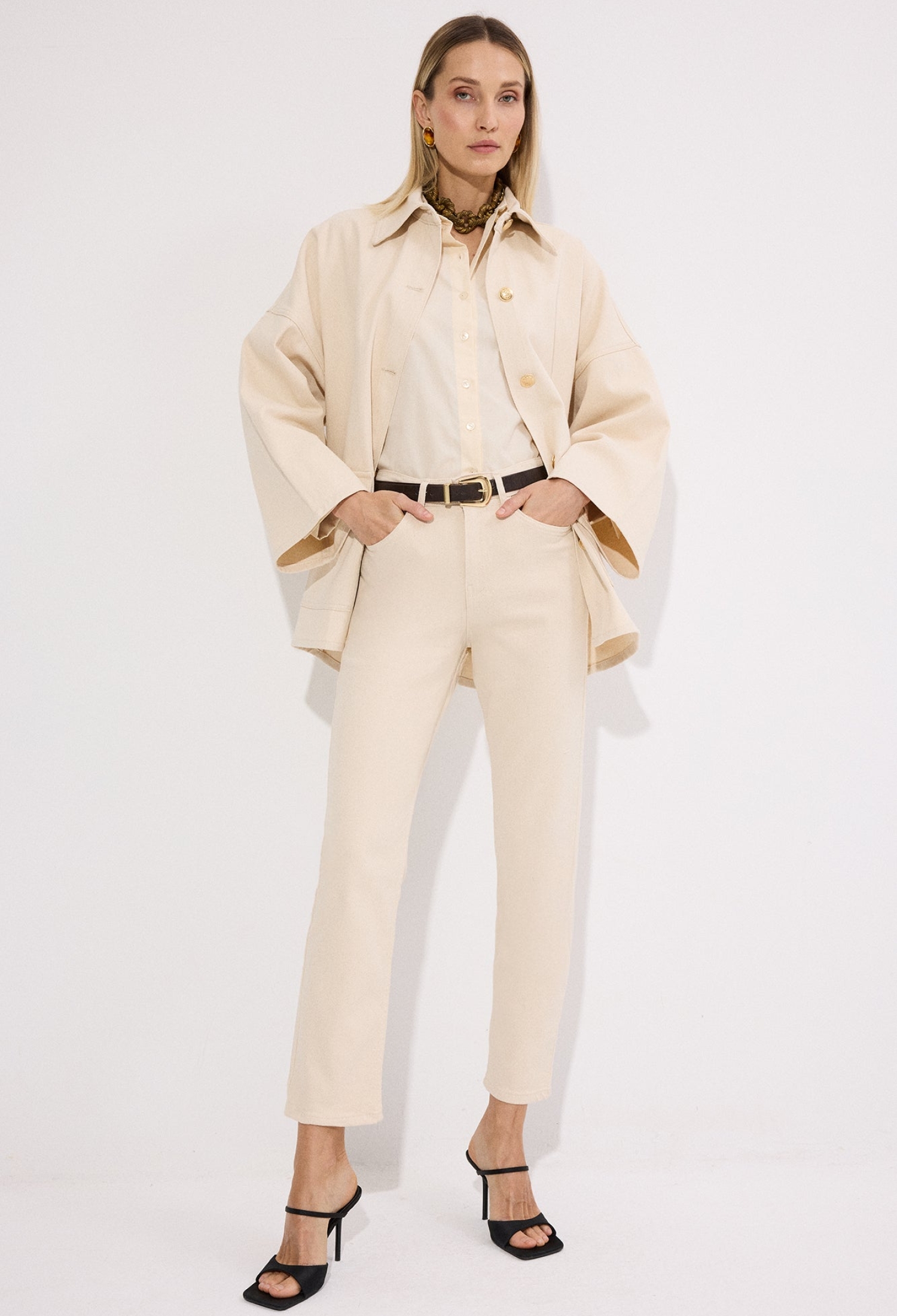 Beige Chinos Pants – Elegant High Waist Straight Leg - Brand: Touche Prive - Women & Kids, Baby Clothes Wholesale - TheBS Women