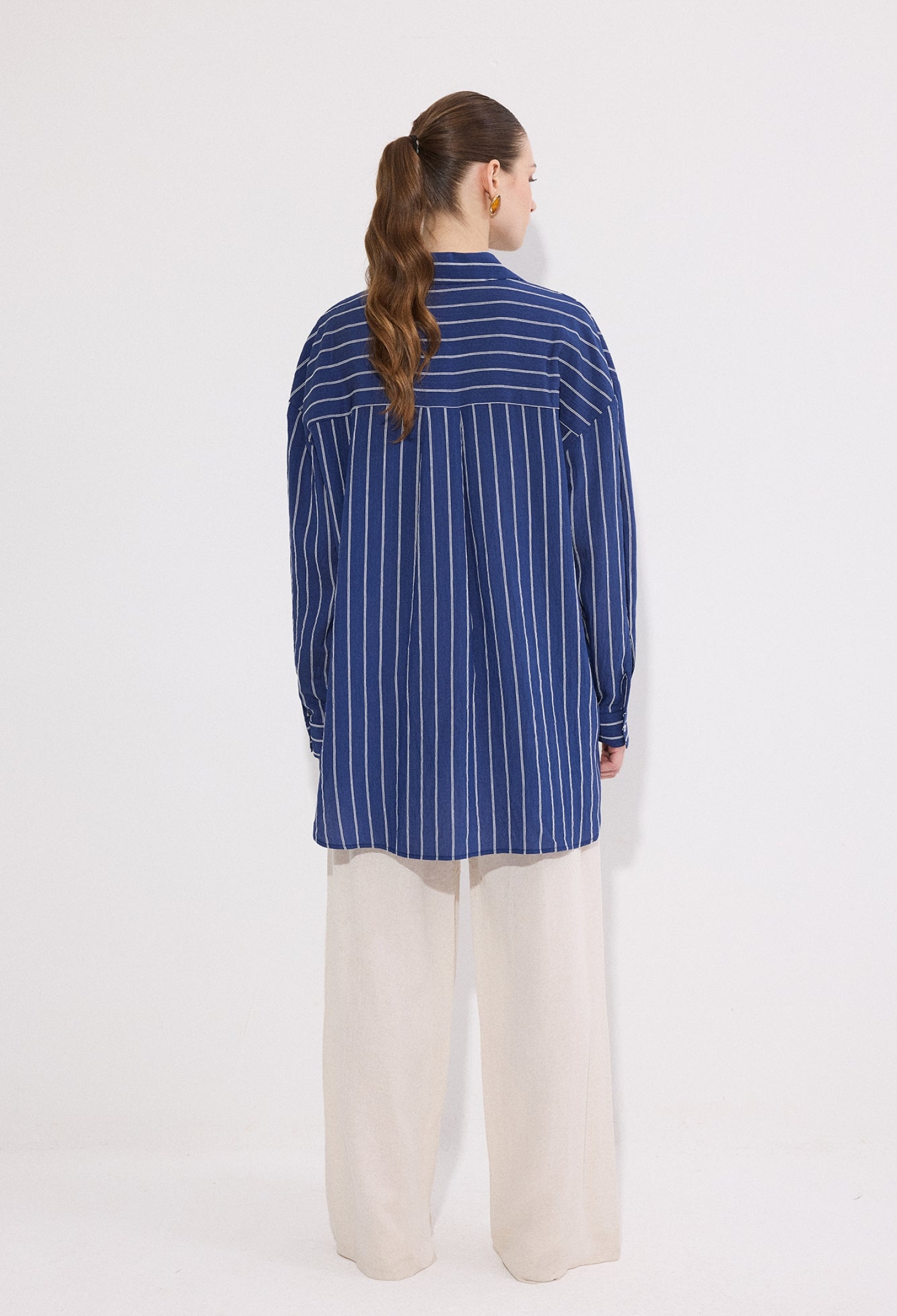 Blue Striped Casual Elegant Shirt - Brand: Touche Prive - Women & Kids, Baby Clothes Wholesale - TheBS Women