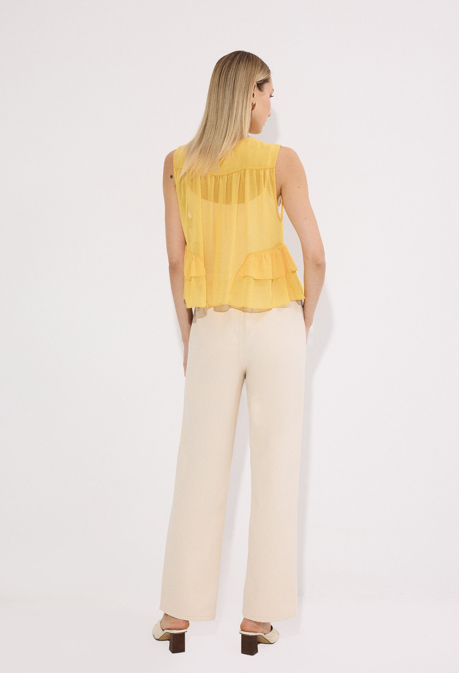 Beige Culottes Pants With Wide Leg And Drawstring - Brand: Touche Prive - Women & Kids, Baby Clothes Wholesale - TheBS Women