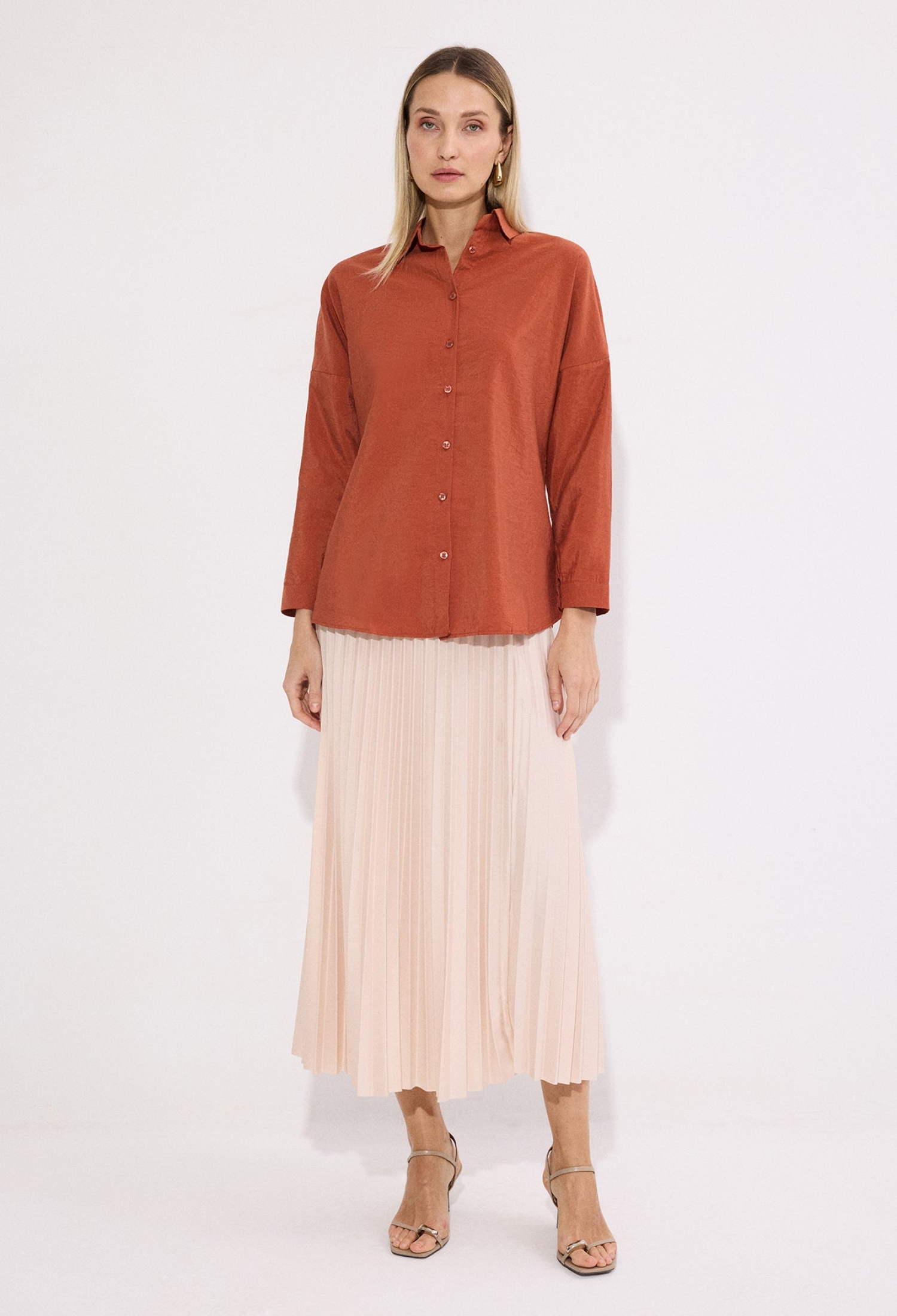 Brown Casual Formal Elegant Shirt - Brand: Touche Prive - Women & Kids, Baby Clothes Wholesale - TheBS Women