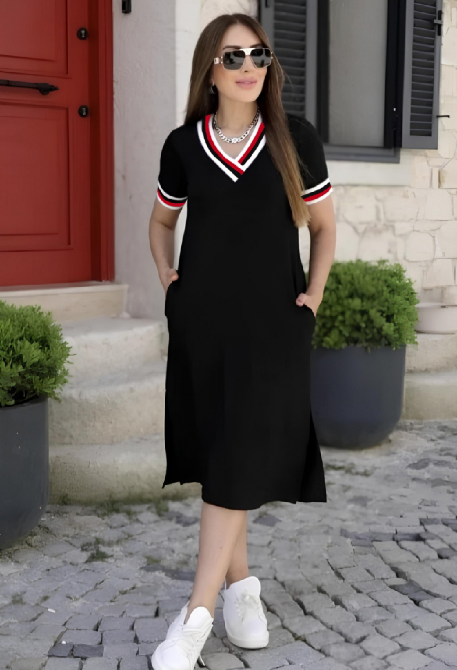 Black Casual Sport Modest Shift Dress - Brand: Janes - Women & Kids, Baby Clothes Wholesale - TheBS Women