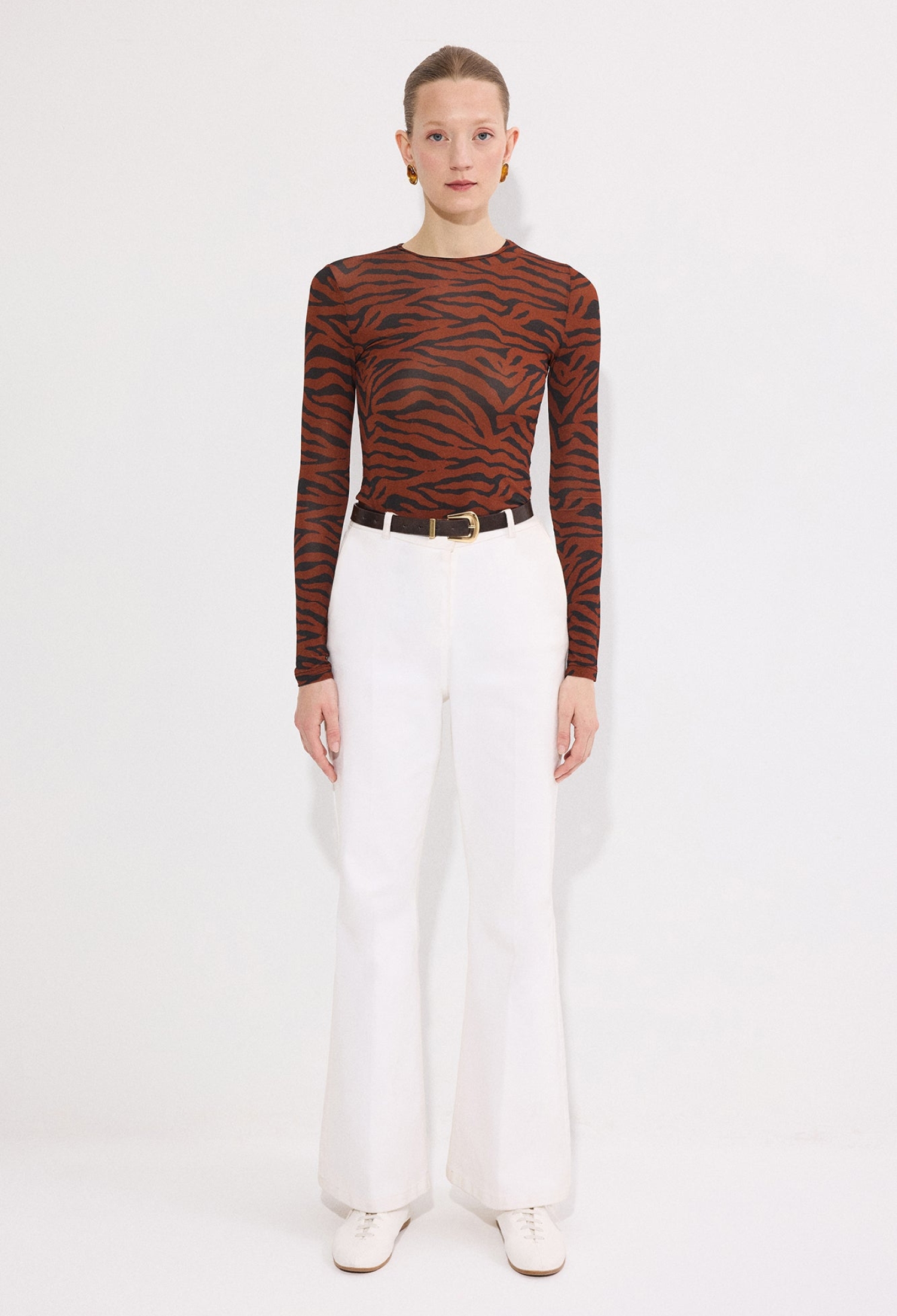 Brown Animal Print Slim Fit Blouse - Brand: Touche Prive - Women & Kids, Baby Clothes Wholesale - TheBS Women