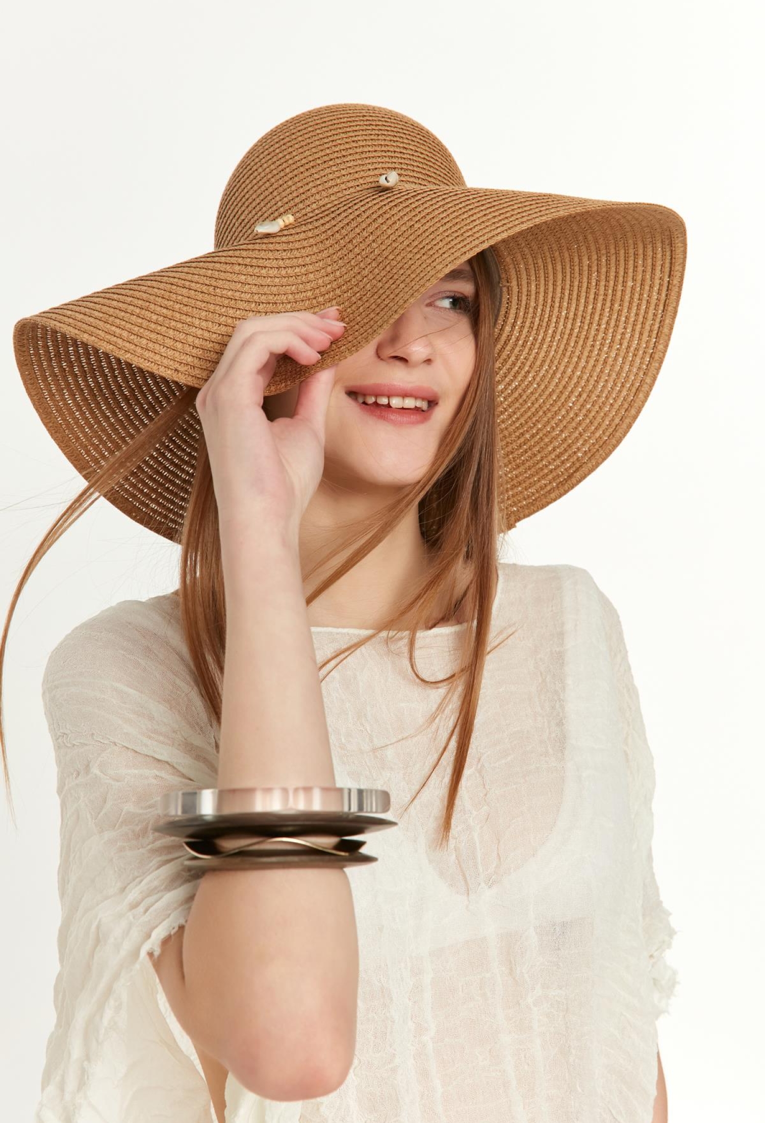 Conch Wide Straw Hat - Brand: Axesoire - Women & Kids, Baby Clothes Wholesale - TheBS Women