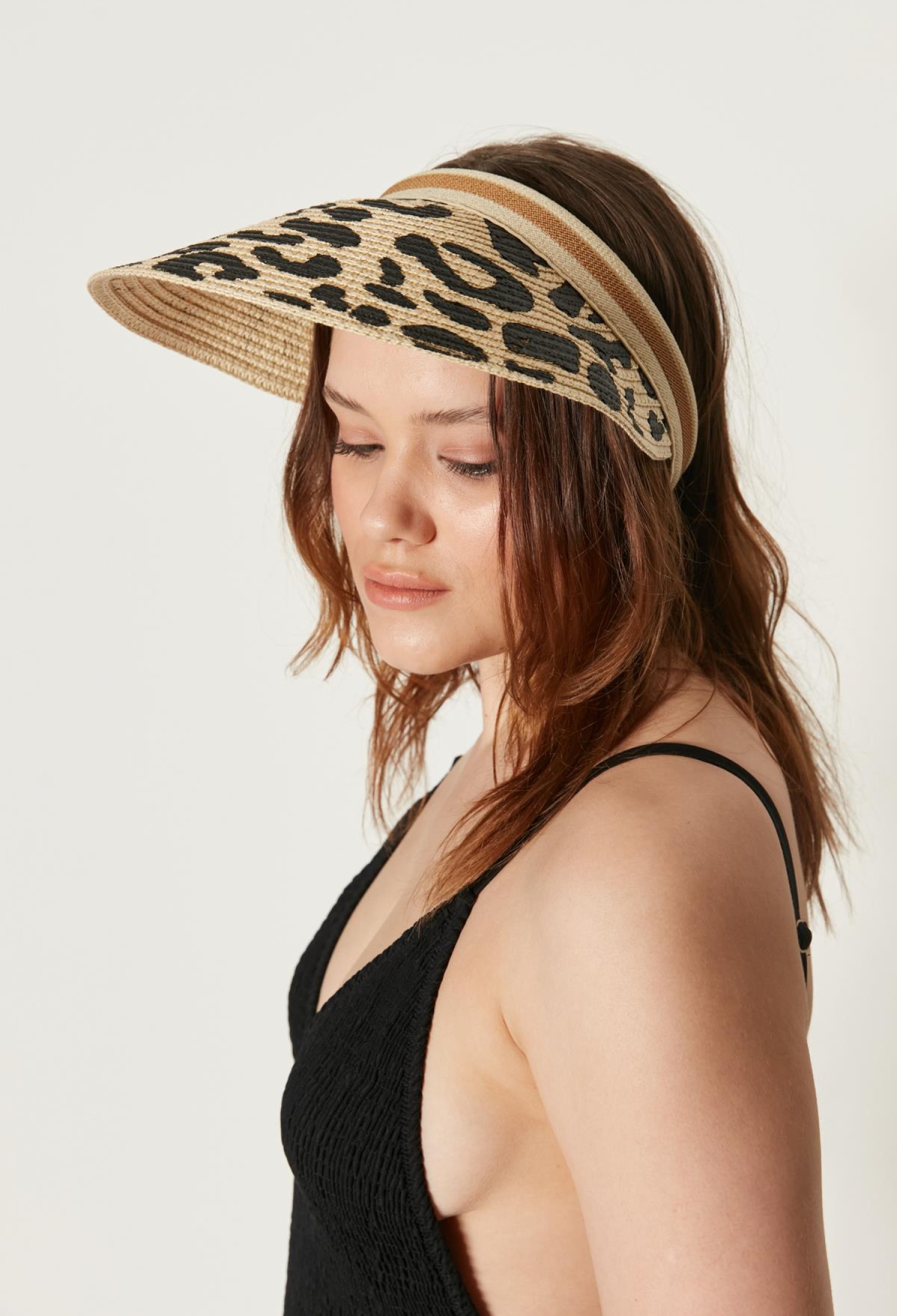 Leopard Patterned Straw Visor Hat - Brand: Axesoire - Women & Kids, Baby Clothes Wholesale - TheBS Women