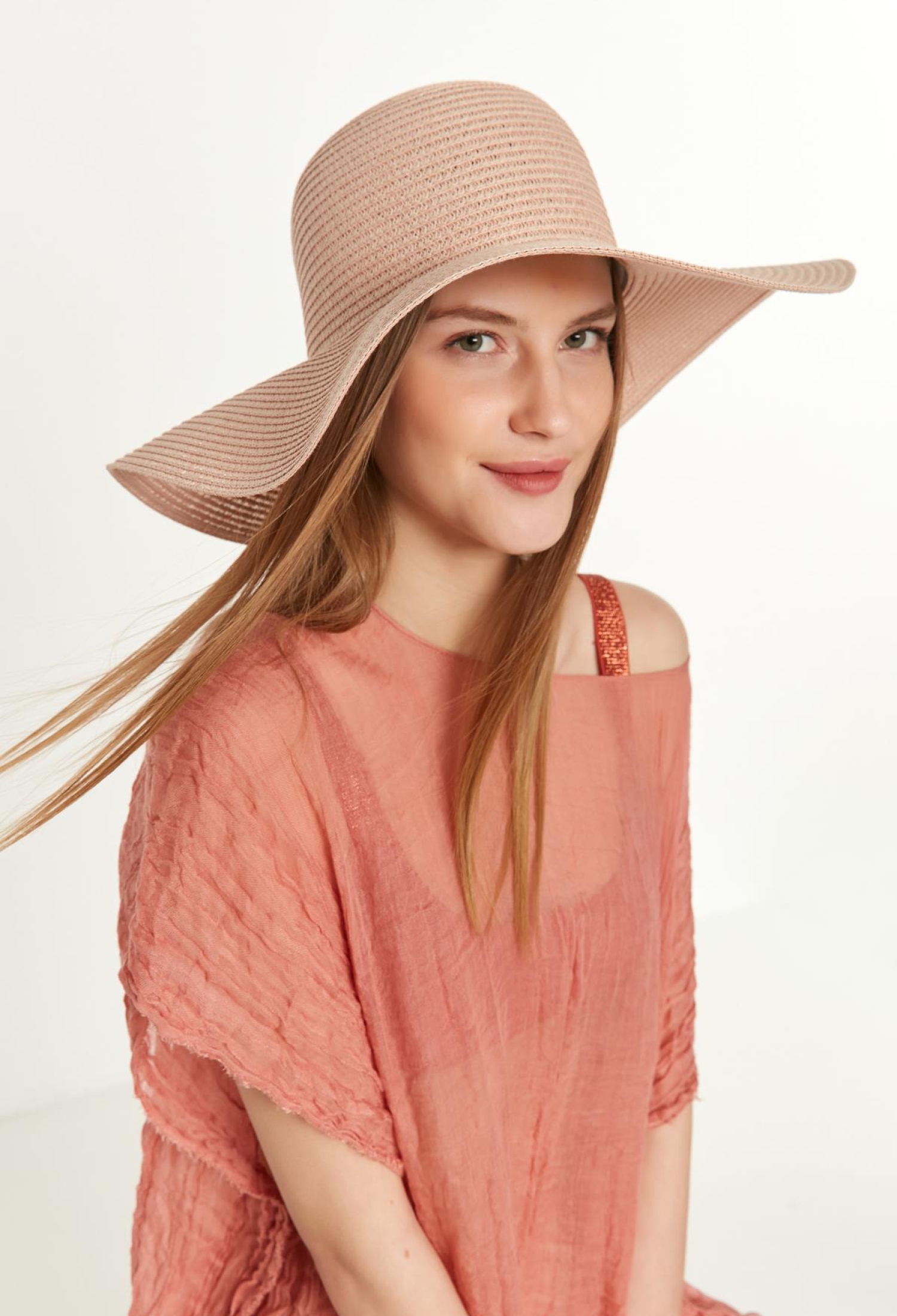 Powder Wide Straw Hat - Brand: Axesoire - Women & Kids, Baby Clothes Wholesale - TheBS Women