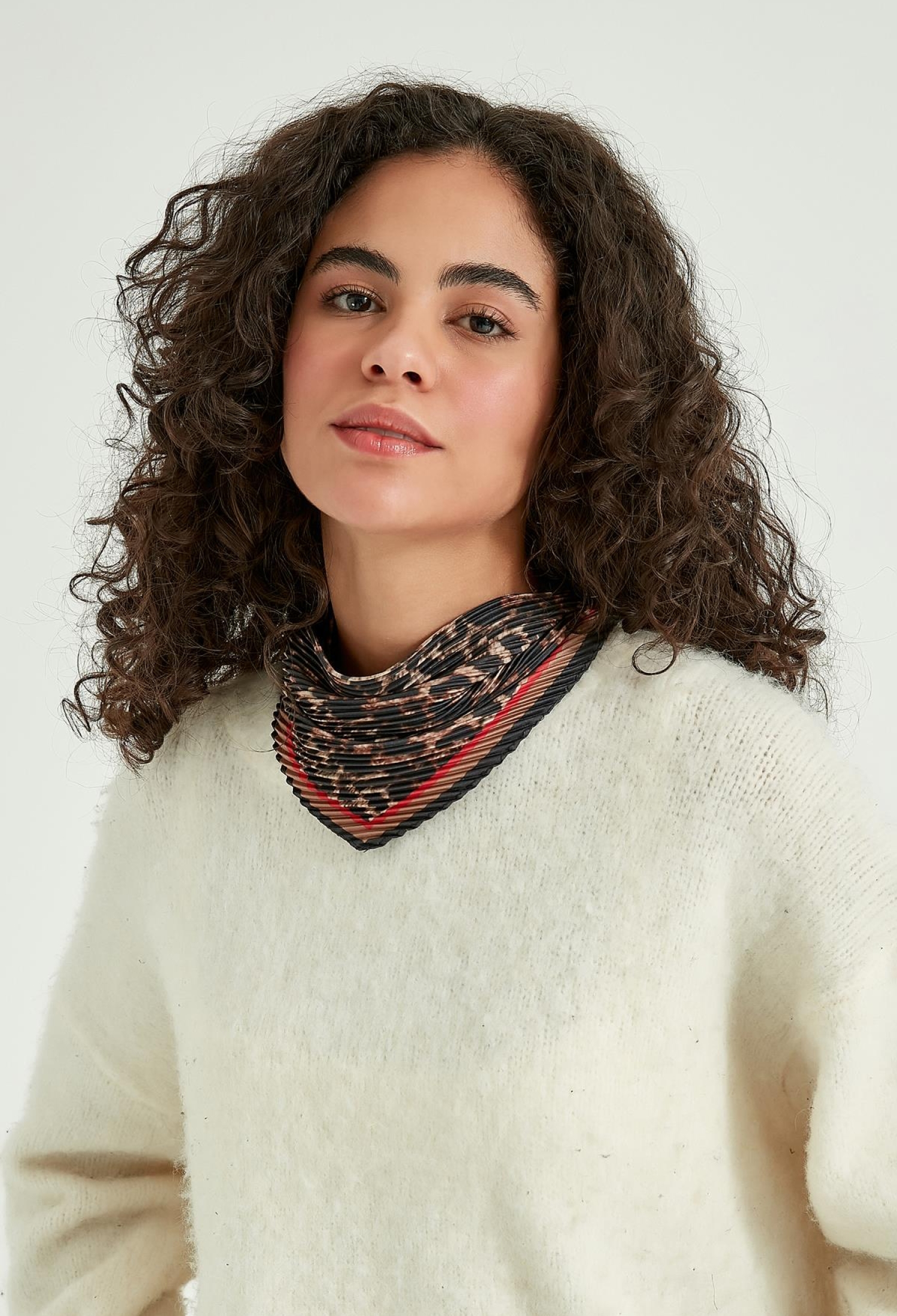 Leopard Patterned Pleated Scarf - Brand: Axesoire - Women & Kids, Baby Clothes Wholesale - TheBS Women