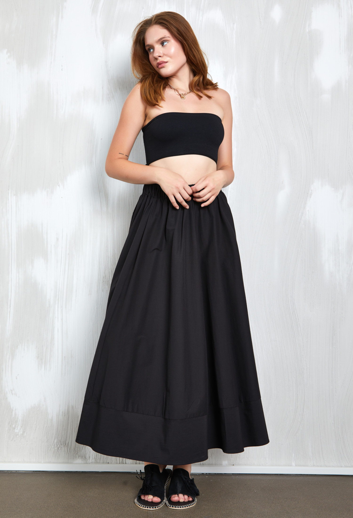 Poplin Long Skirt With Elastic Waist 27321 - Brand: First Angels - Women & Kids, Baby Clothes Wholesale - TheBS Women