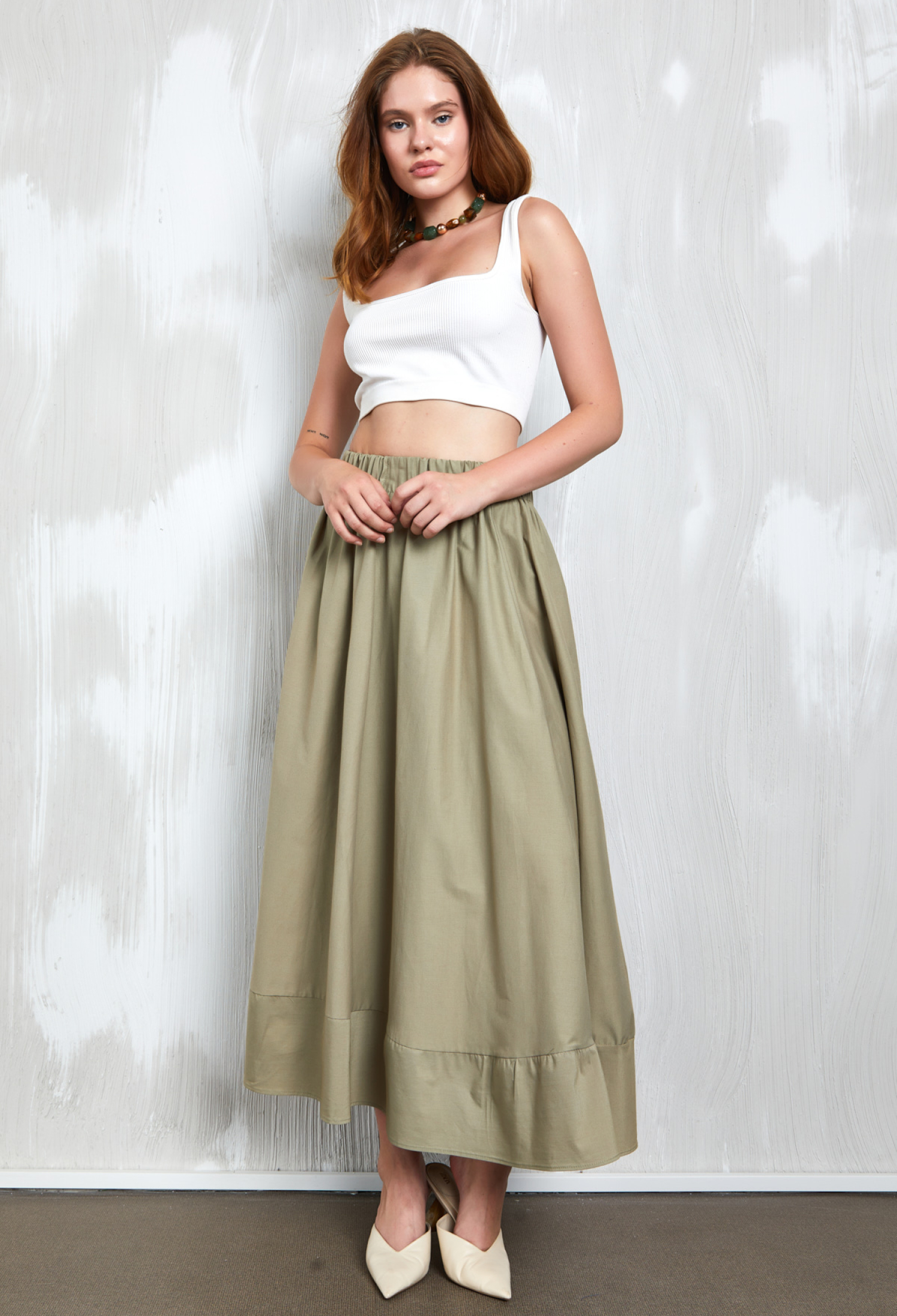 Poplin Long Skirt With Elastic Waist 27321 - Brand: First Angels - Women & Kids, Baby Clothes Wholesale - TheBS Women