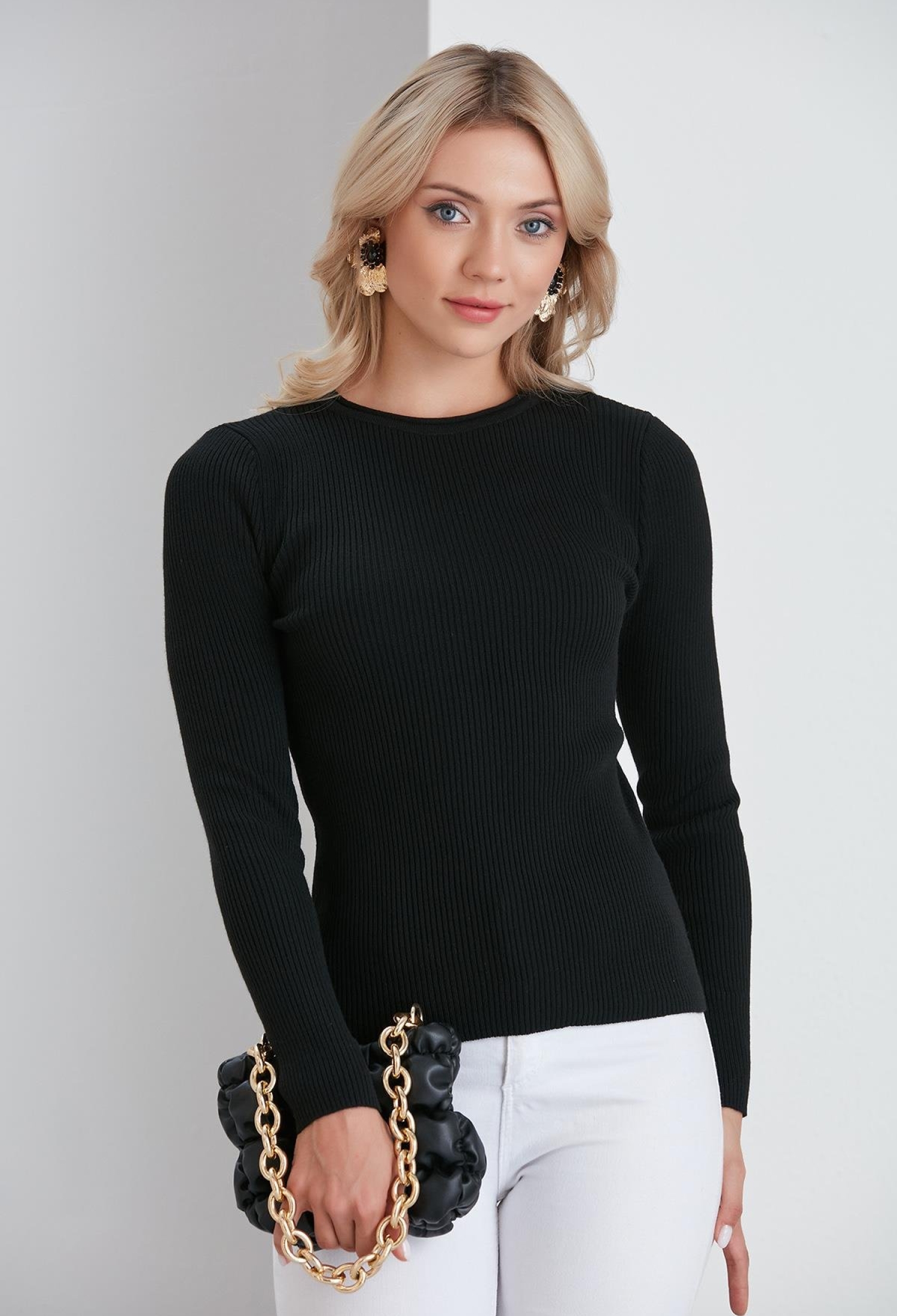 Crew Neck Thin Ribbed Sweater - Brand: Sortie Collection - Women & Kids, Baby Clothes Wholesale - TheBS Women