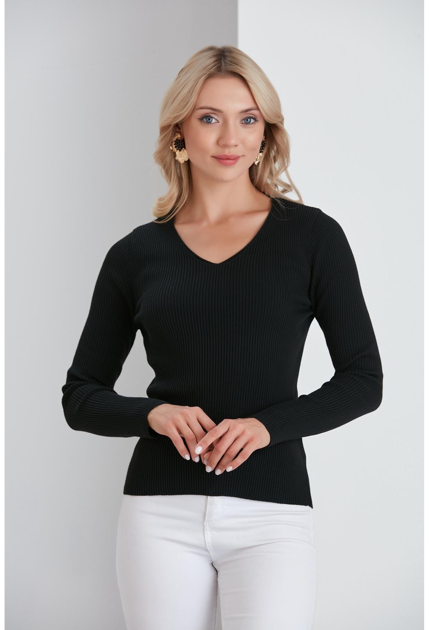 V Neck Basic Sweater - Brand: Sortie Collection - Women & Kids, Baby Clothes Wholesale - TheBS Women