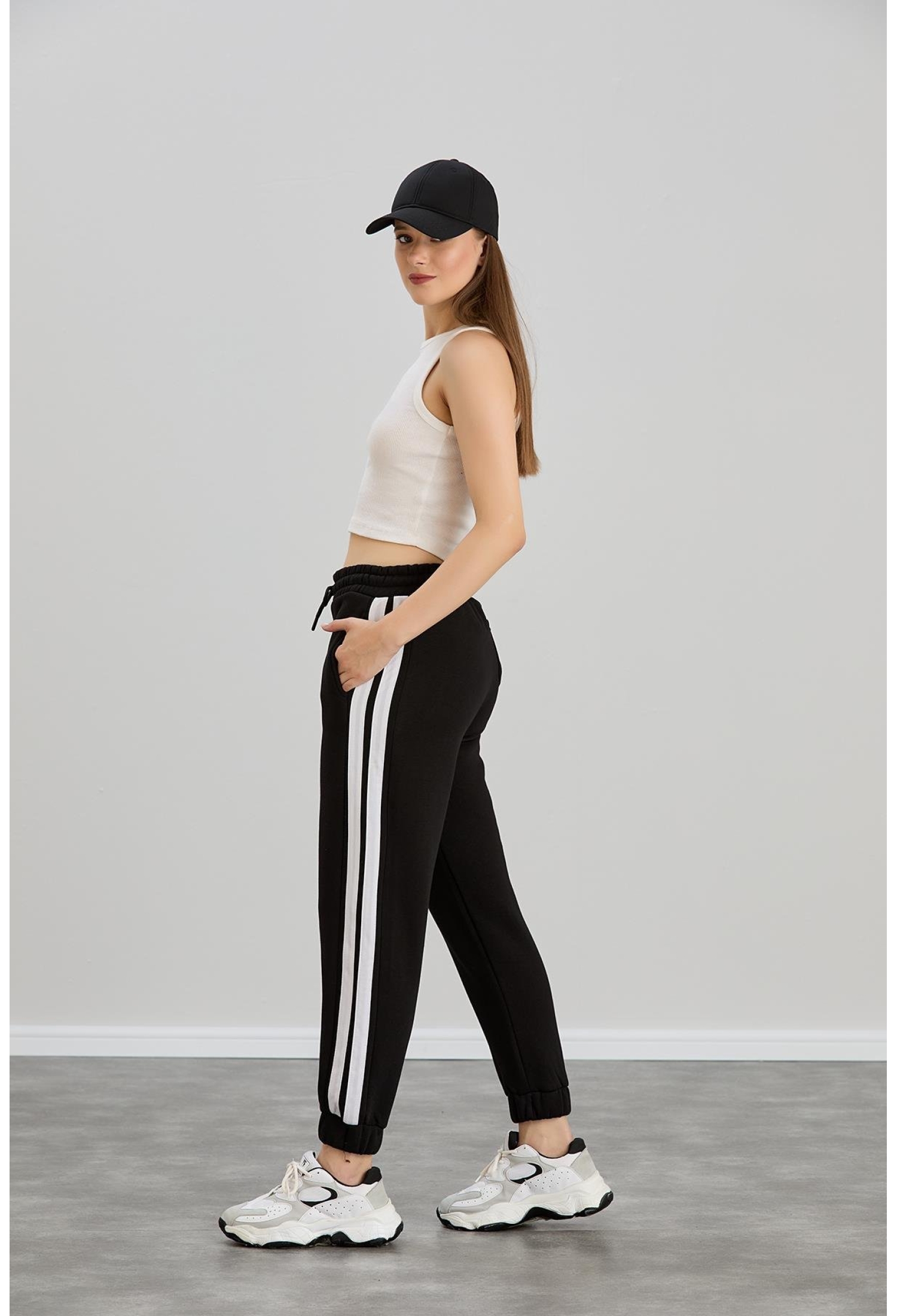 Side Striped Leg Elastic Three Thread Sweatpants - Brand: Sortie Collection - Women & Kids, Baby Clothes Wholesale - TheBS Women