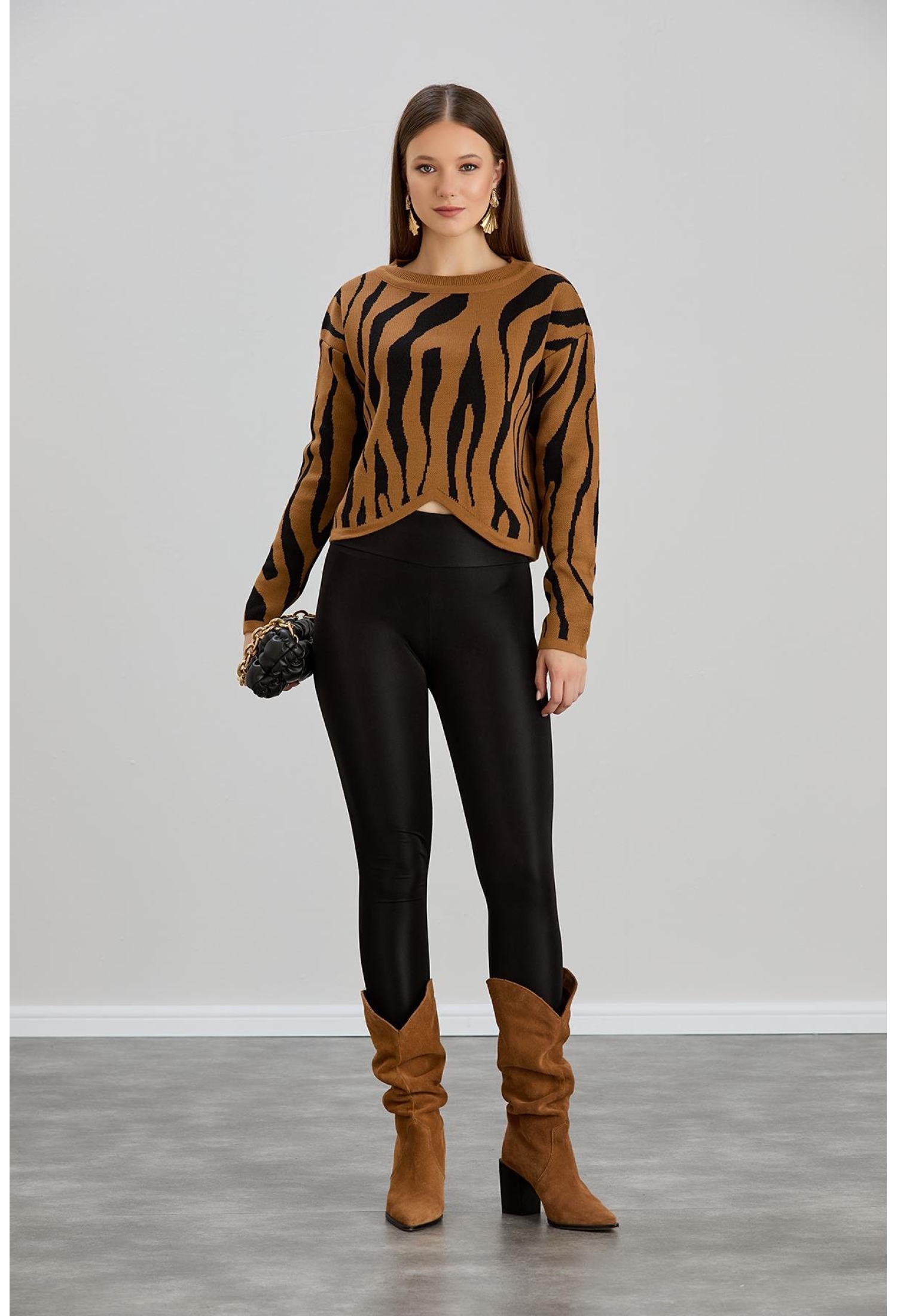 Zebra Patterned Sweater - Soil - Brand: Sortie Collection - Women & Kids, Baby Clothes Wholesale - TheBS Women