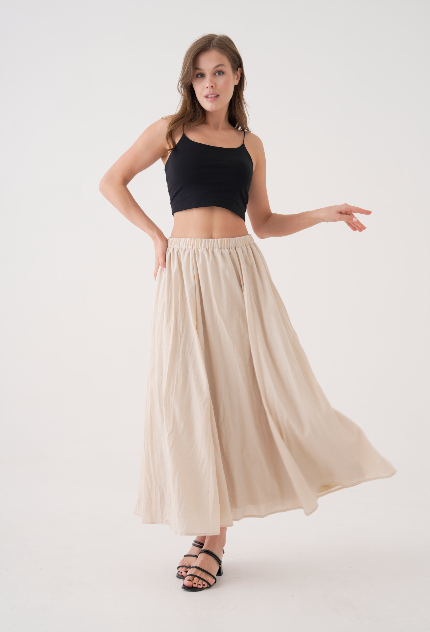 Voile Fabric Ruffle Long Lined Skirt 29062 - Brand: First Angels - Women & Kids, Baby Clothes Wholesale - TheBS Women