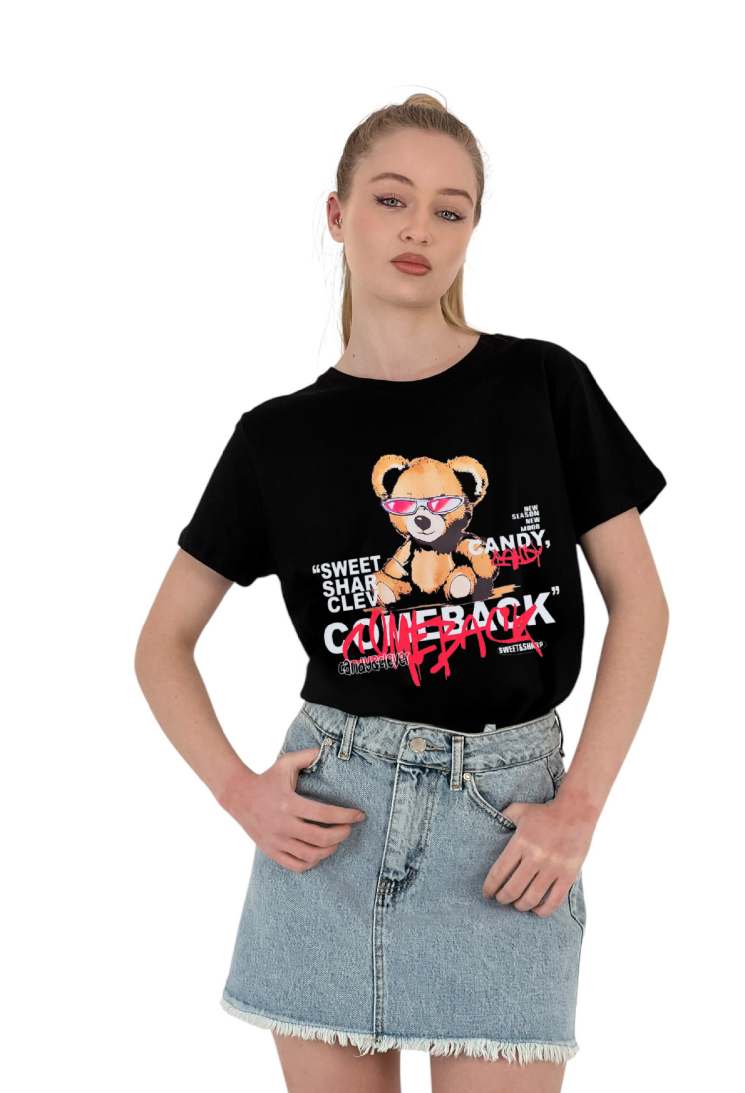 Cool Bear Printed T-Shirt —& White - Brand: MISS POEM - Women & Kids, Baby Clothes Wholesale - TheBS Women