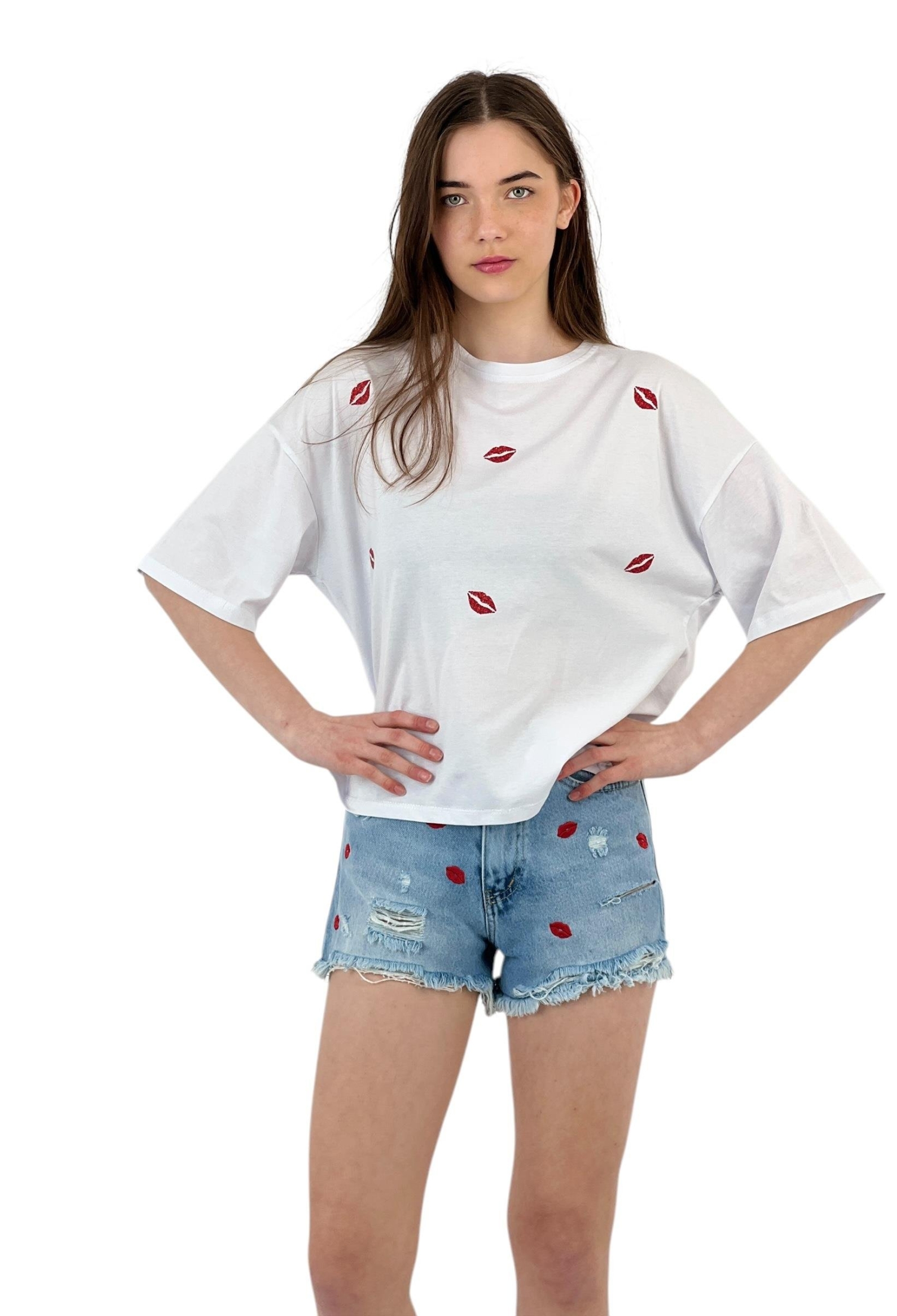 Printed White Oversize T-Shirt - Brand: MISS POEM - Women & Kids, Baby Clothes Wholesale - TheBS Women