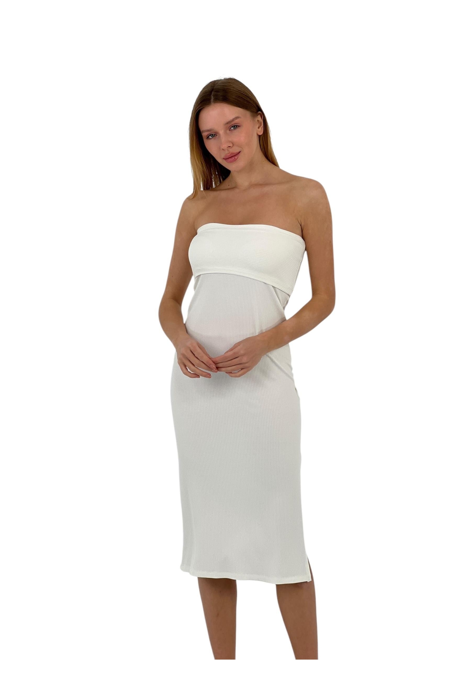 Textured Strapless Midi Dress - Four Color Options - Brand: MISS POEM - Women & Kids, Baby Clothes Wholesale - TheBS Women