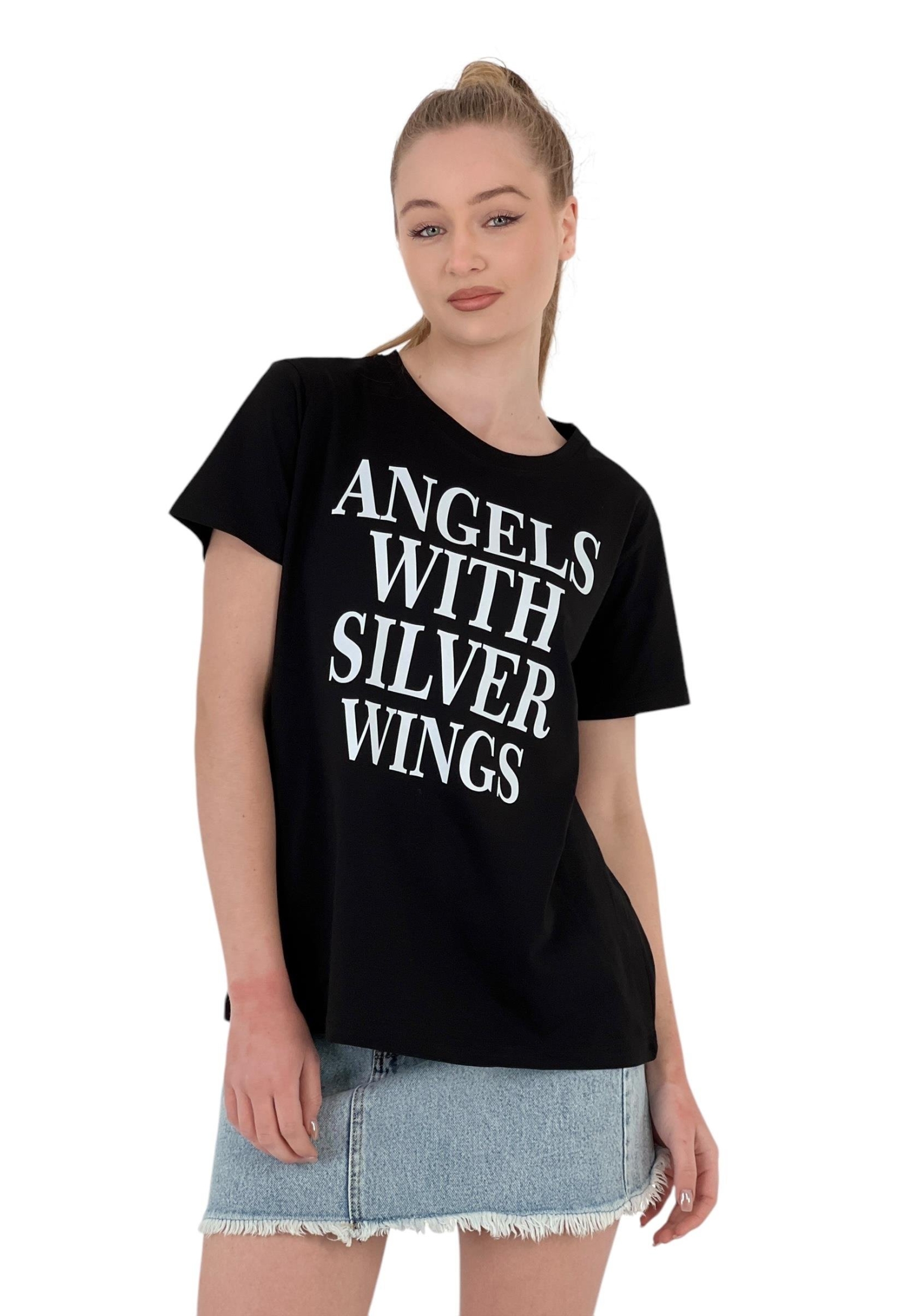 With Silver Wings PrintedT-shirt - Brand: MISS POEM - Women & Kids, Baby Clothes Wholesale - TheBS Women