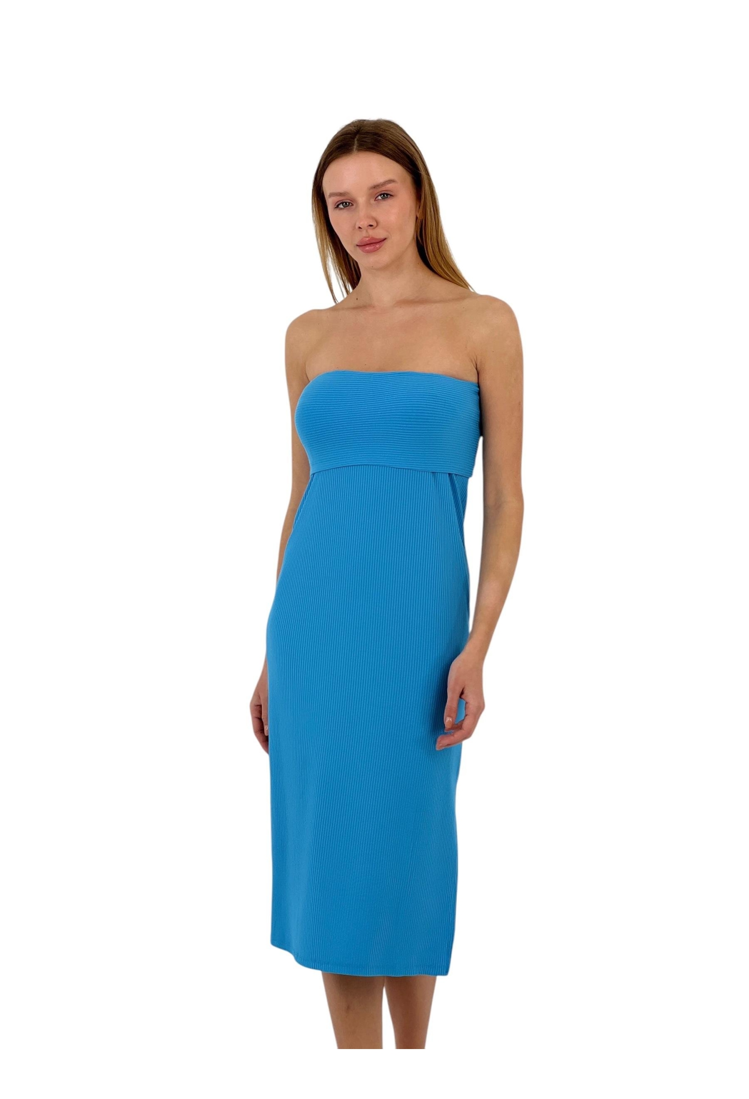 Textured Strapless Midi Dress - Four Color Options - Brand: MISS POEM - Women & Kids, Baby Clothes Wholesale - TheBS Women