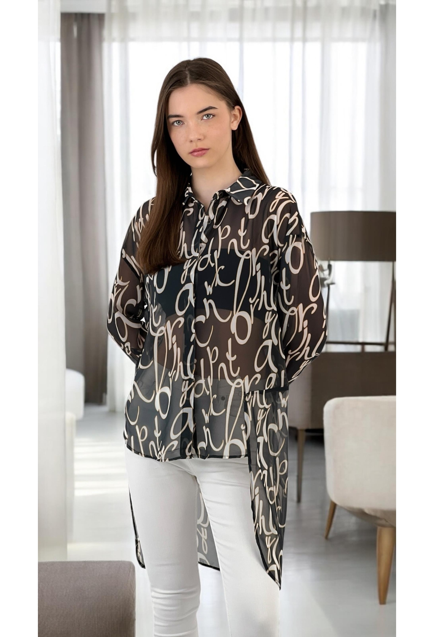 Long Chiffon Shirt - Brand: MISS POEM - Women & Kids, Baby Clothes Wholesale - TheBS Women