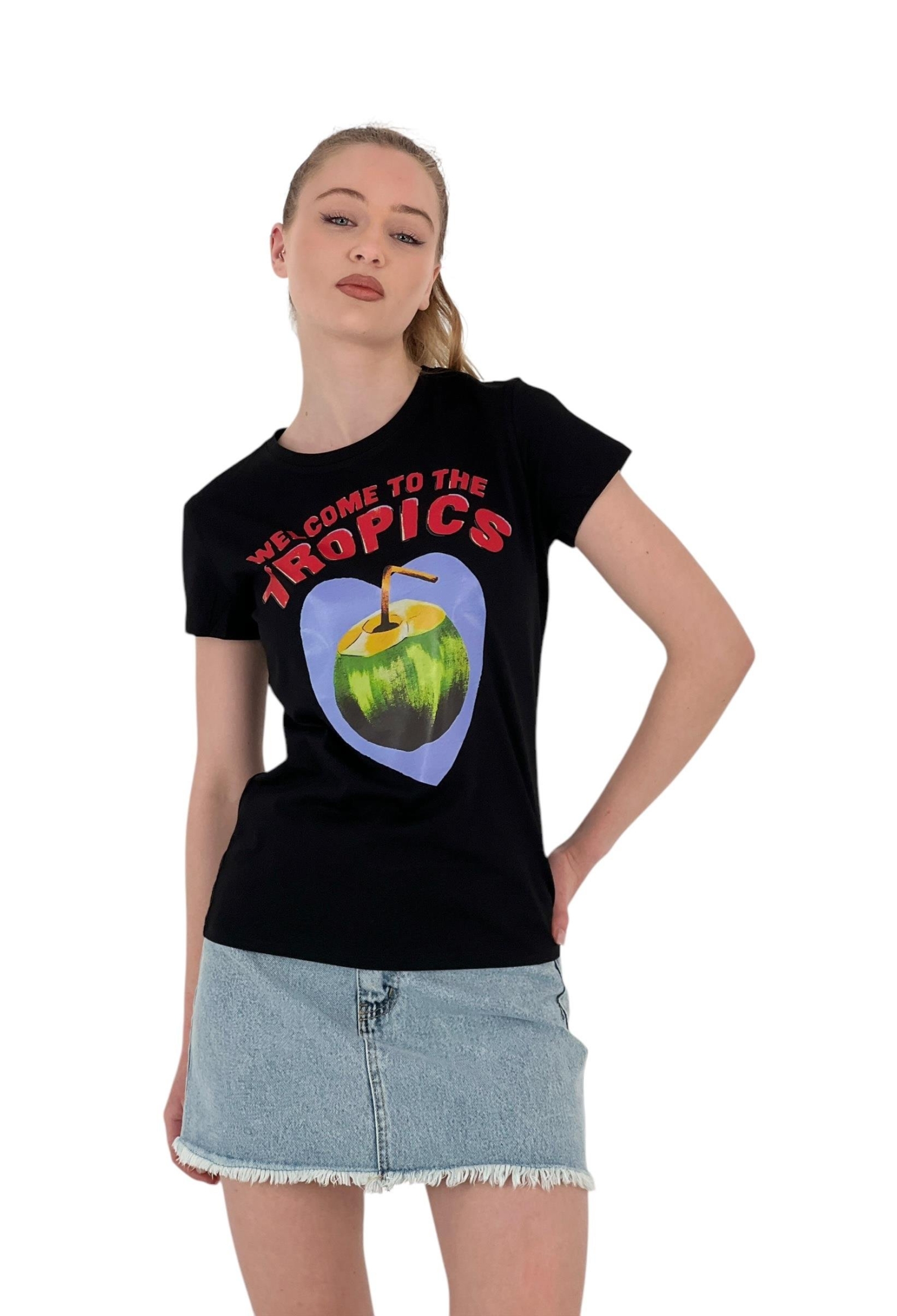 Walnut Printed T-Shirt —& White - Brand: MISS POEM - Women & Kids, Baby Clothes Wholesale - TheBS Women