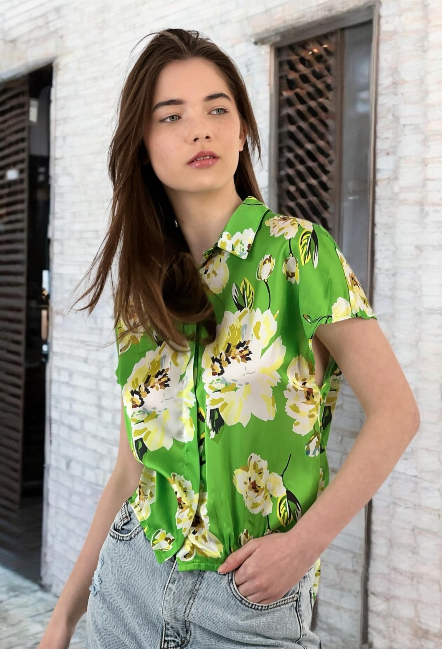 Floral Pattern Tie Detailed Short Sleeve Blouse - Three Color Options - Brand: MISS POEM - Women & Kids, Baby Clothes Wholesale - TheBS Women